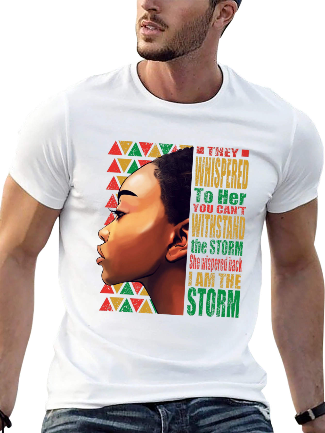 Black Empowered Woman T-Shirt: "I Am The Storm" view 13