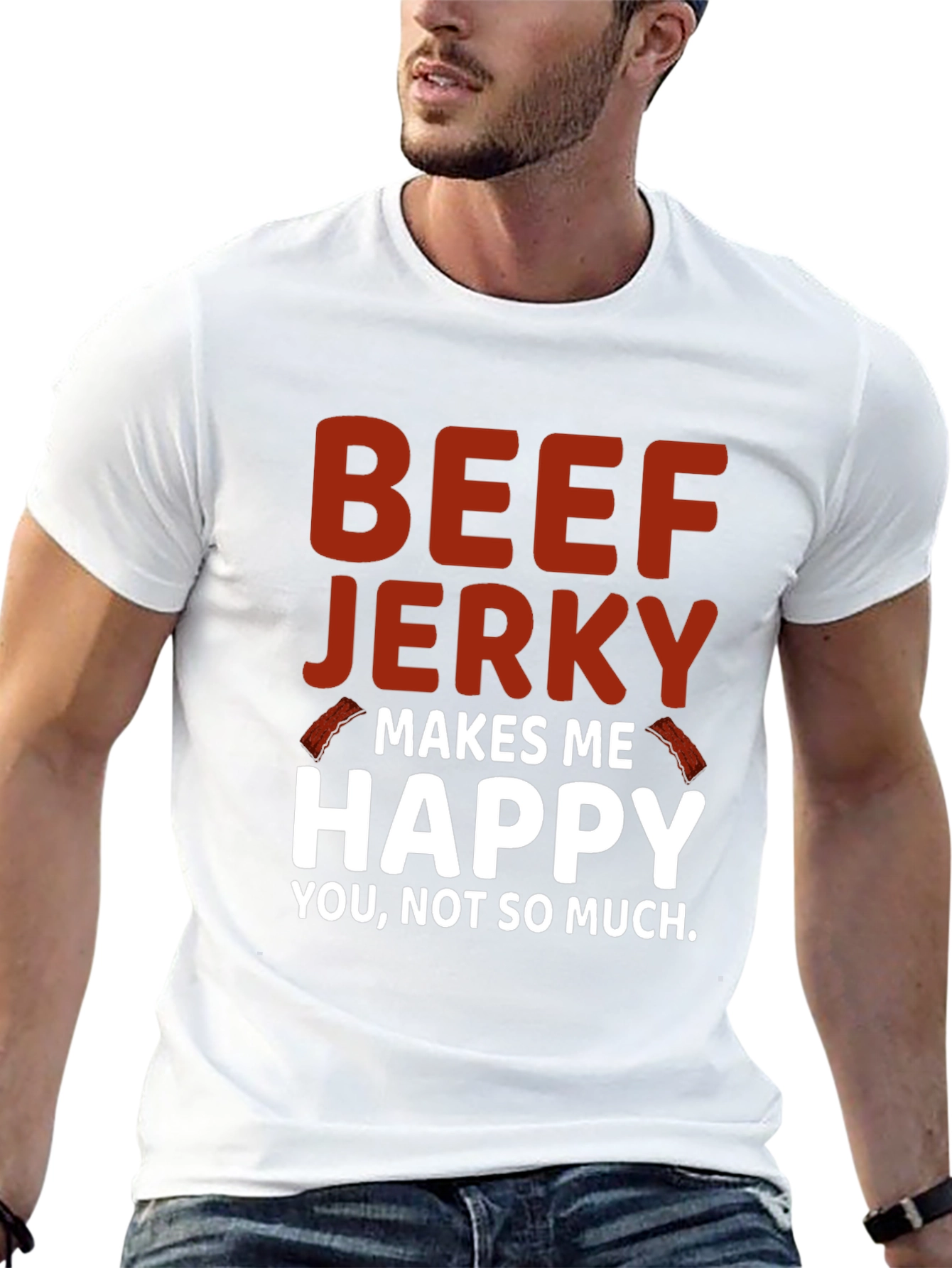 Black Beef Jerky Makes Me Happy Graphic Tee view 13
