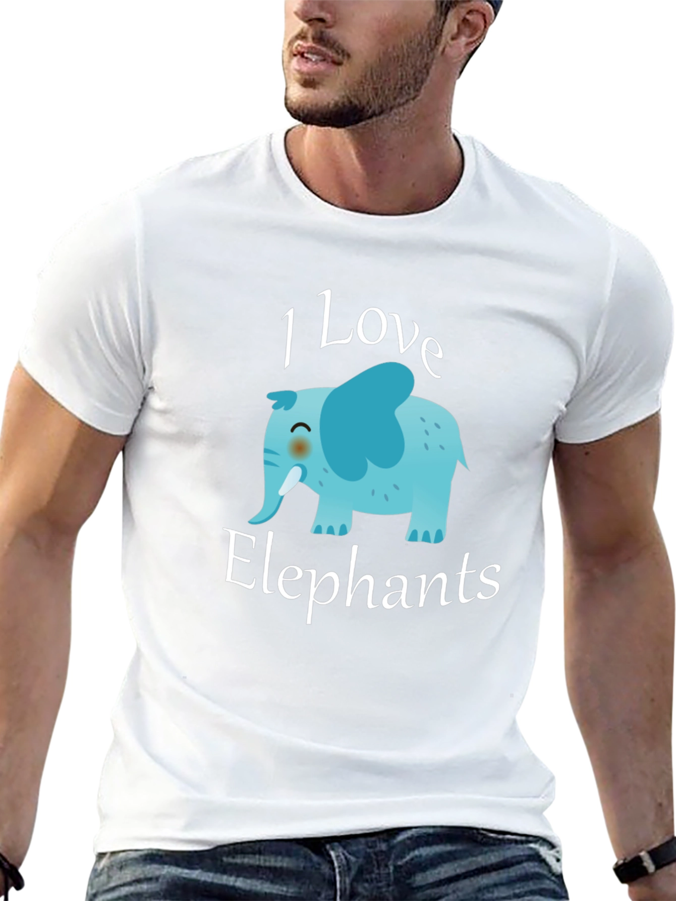 Black I Love Elephants Graphic T-Shirt view 13