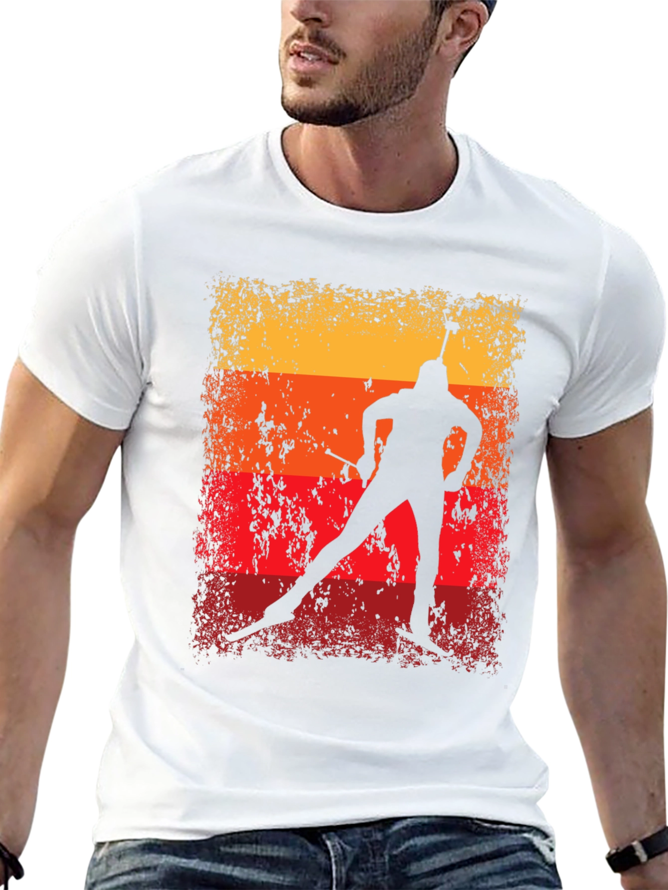 Black Vintage Biathlon T-Shirt - Retro Athlete Design view 13