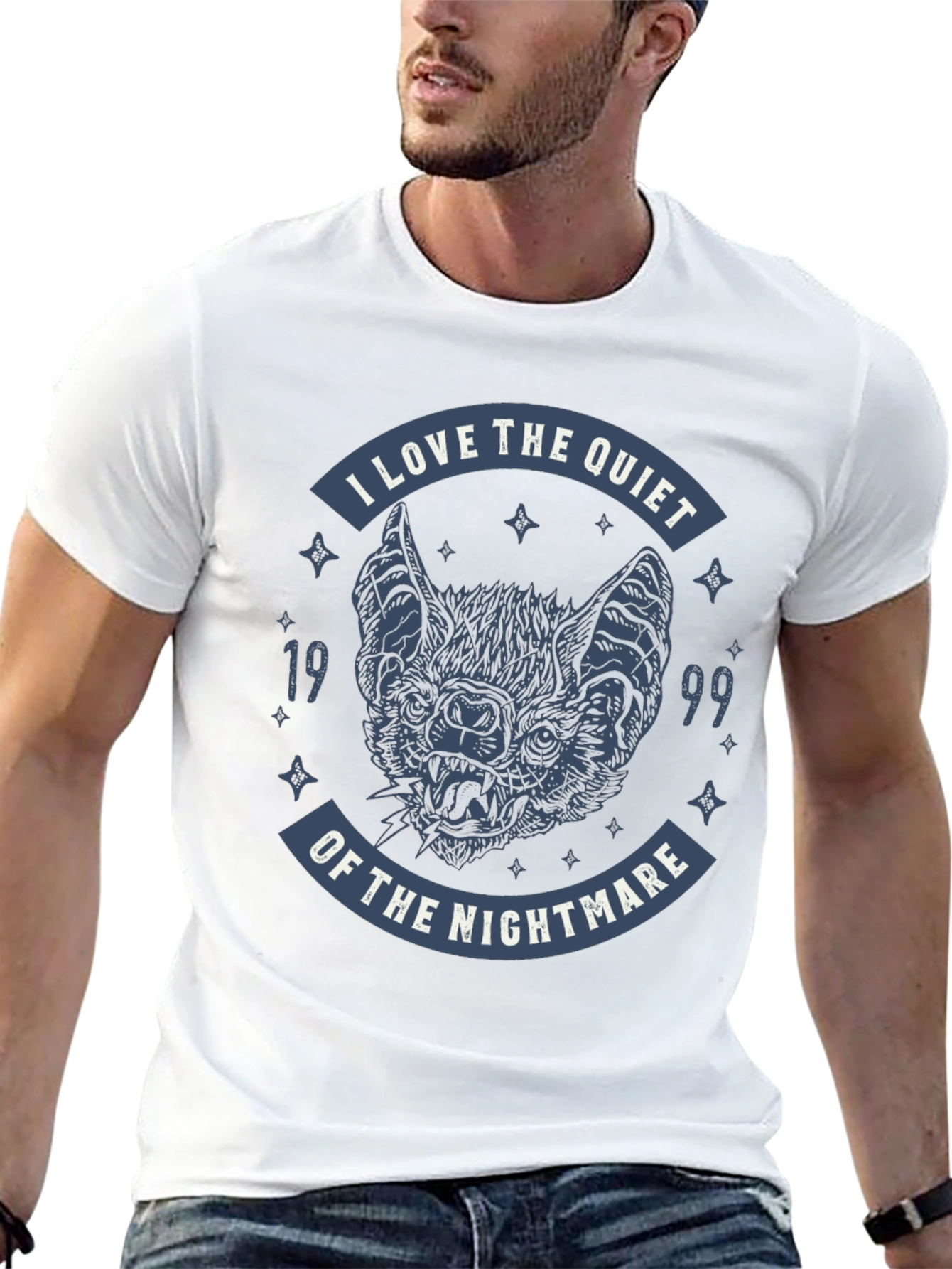 Quiet Nightmare Bat Graphic T-Shirt - Black - 13