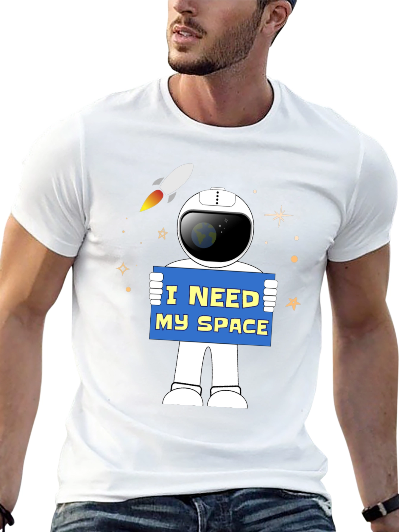 Black I Need My Space Astronaut Graphic T-Shirt view 13
