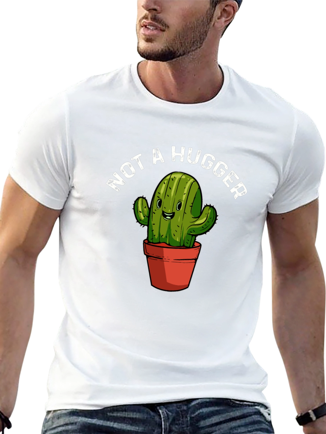 Black Not A Hugger Cactus Graphic T-Shirt view 13