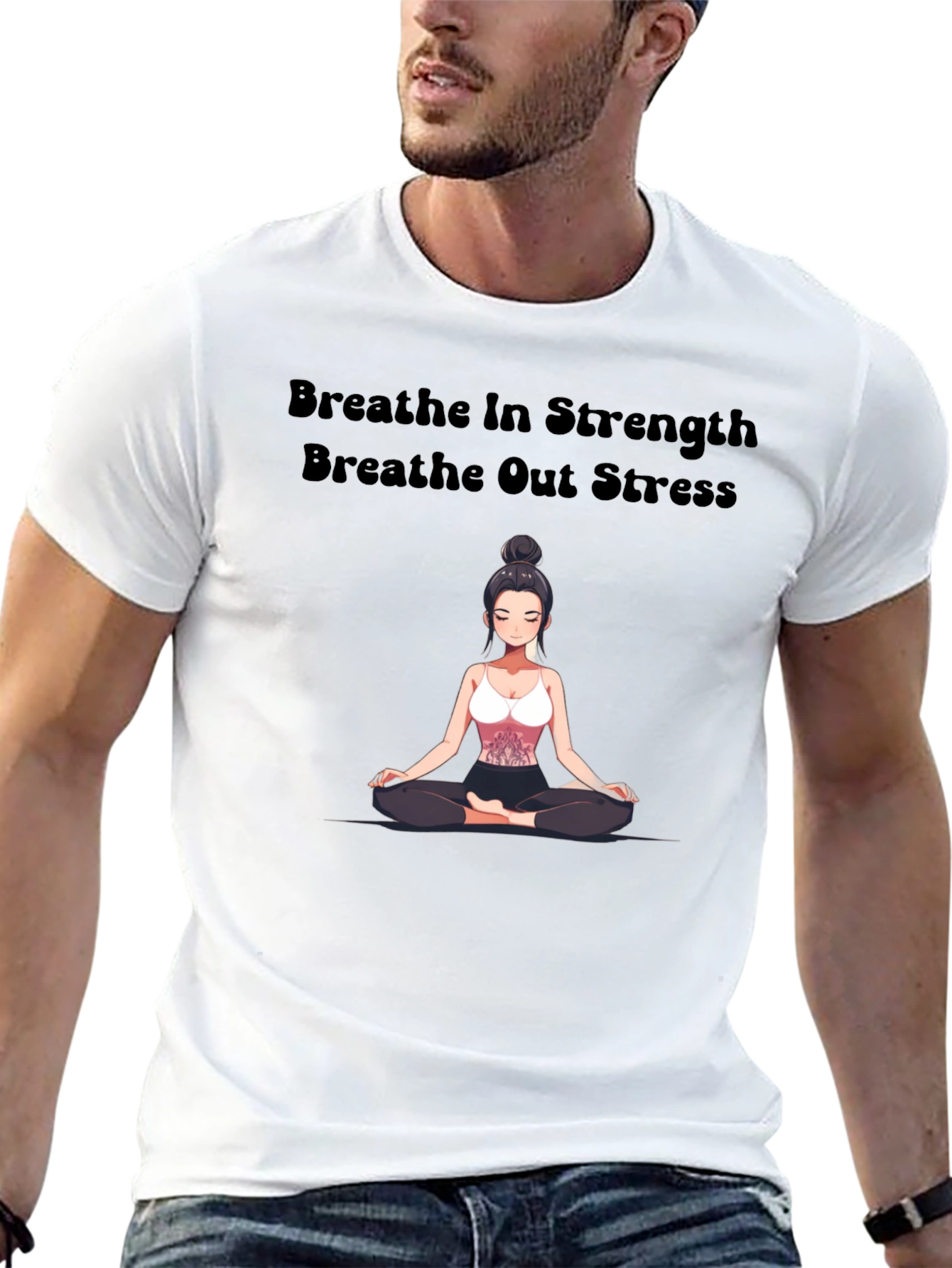Black Breathe In Strength Graphic T-Shirt view 13