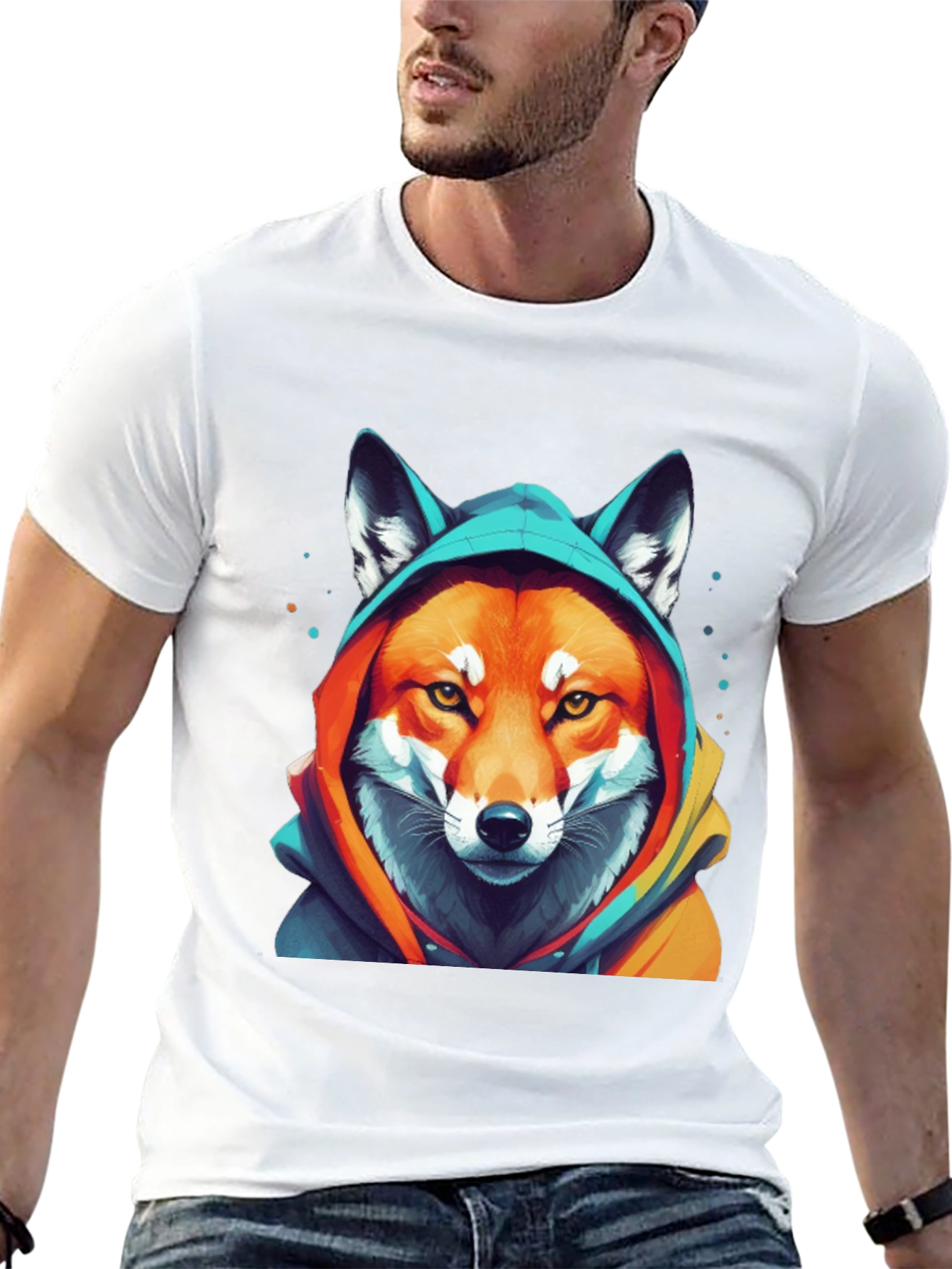 Black Fox in Hoodie Graphic T-Shirt view 13