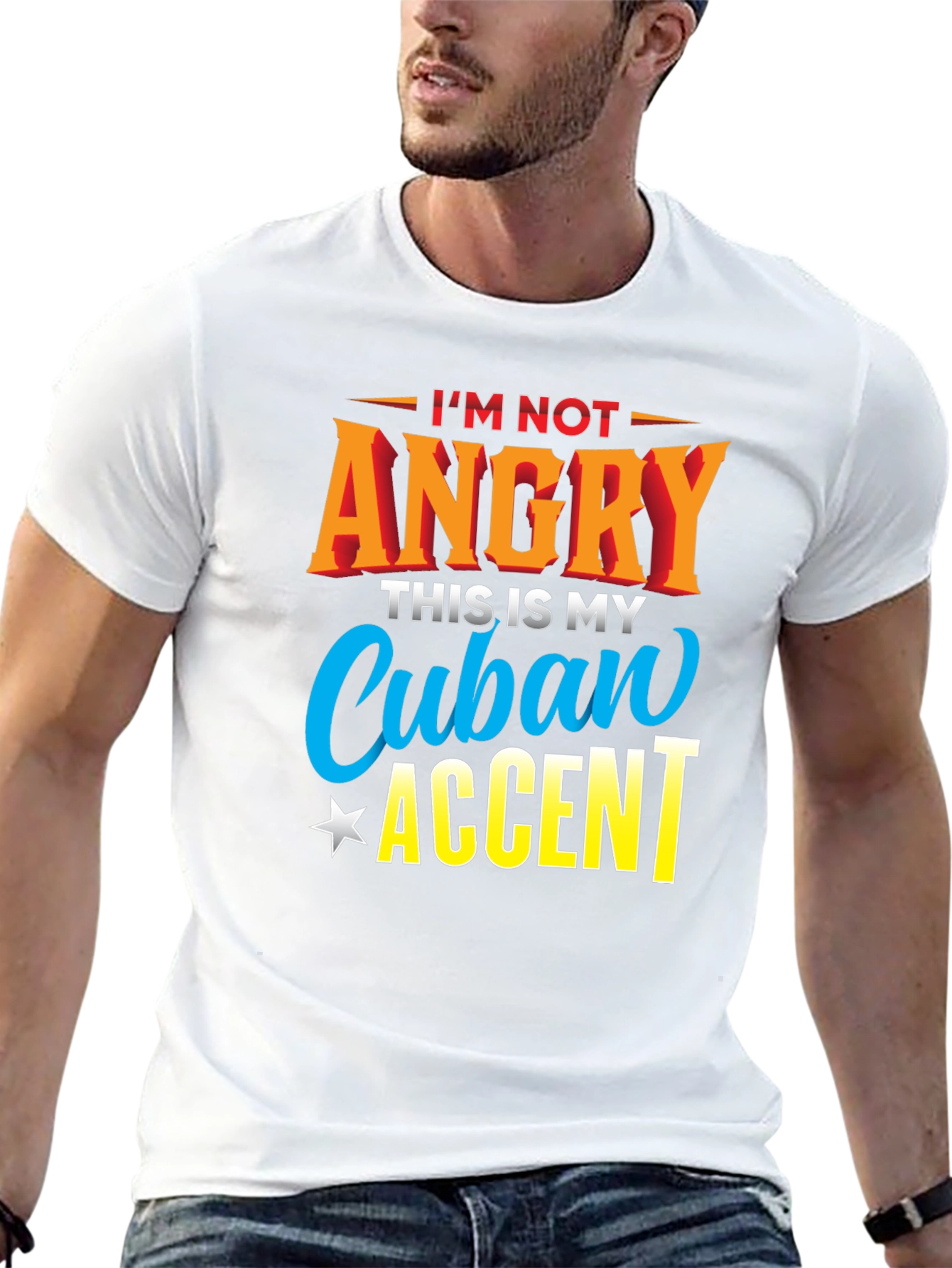 Black Cuban Accent T-Shirt - Humorous Graphic Tee view 13