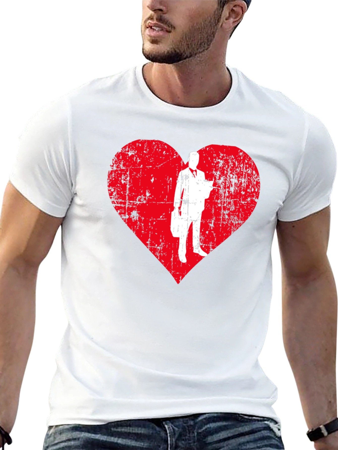 Black Business Heart T-Shirt - Trendy Graphic Tee view 13