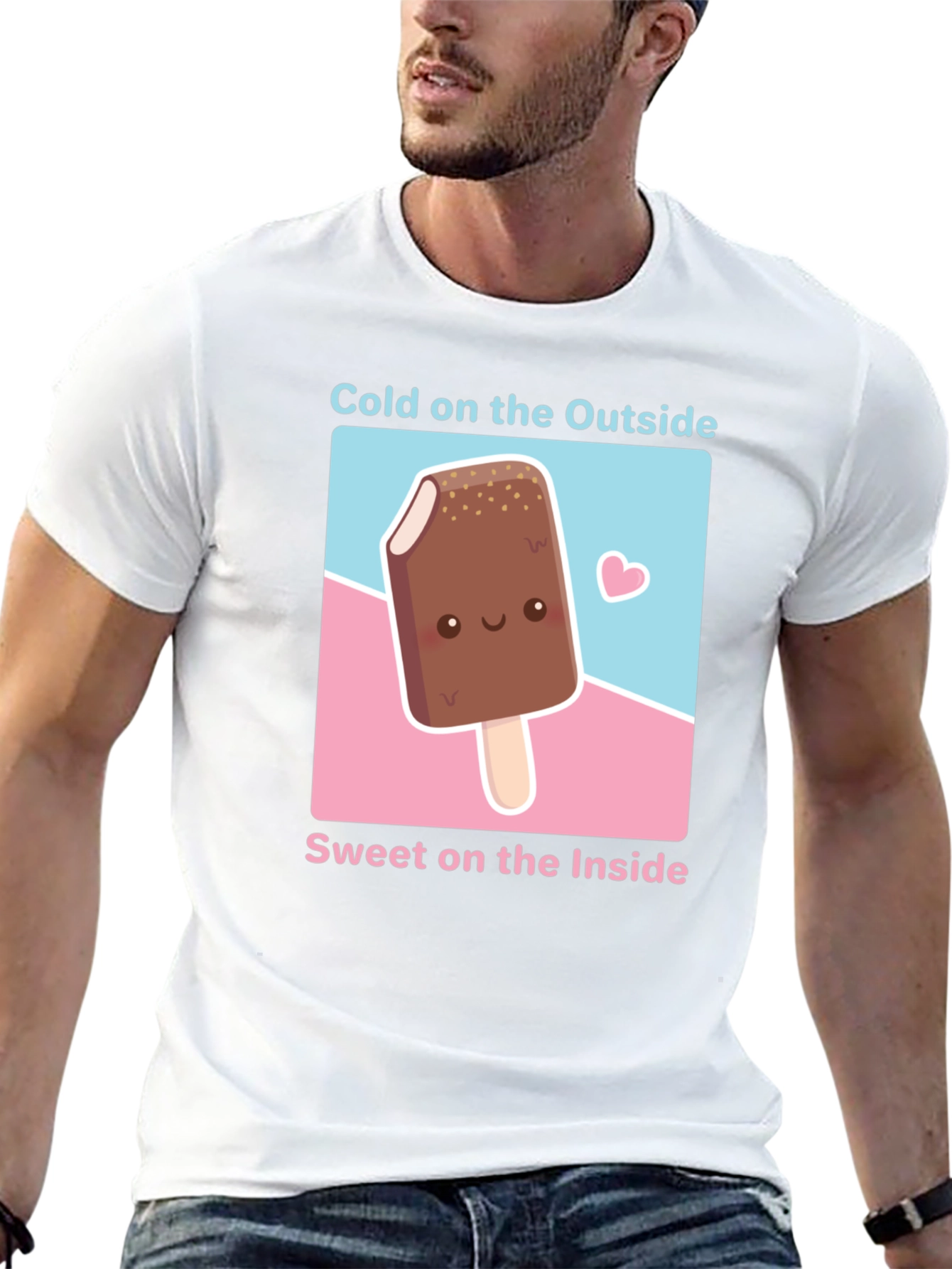 Black Cute Ice Cream T-Shirt - Cold Outside, Sweet Inside view 13
