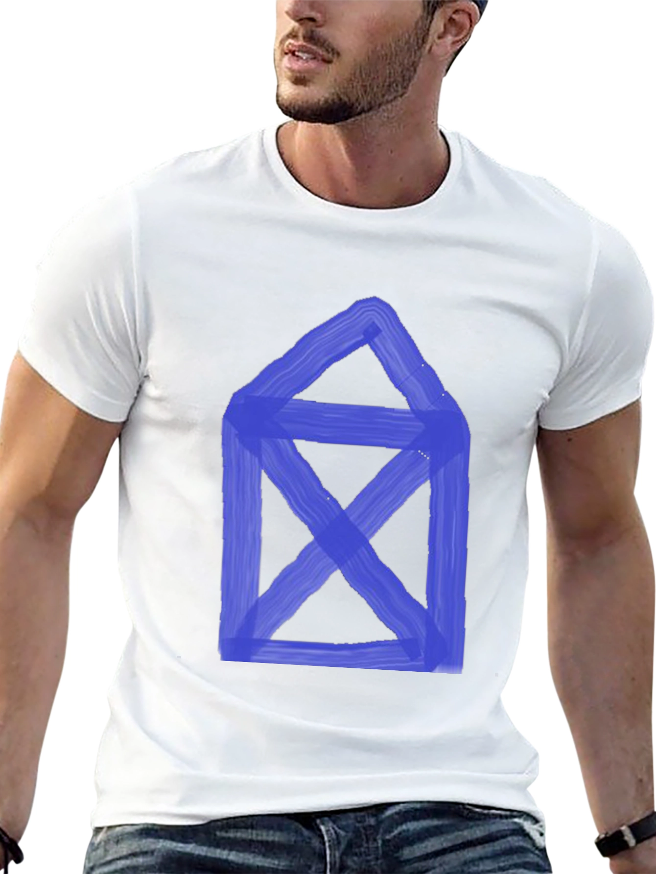 Black Abstract Blue Graphic Print Black T-Shirt view 13