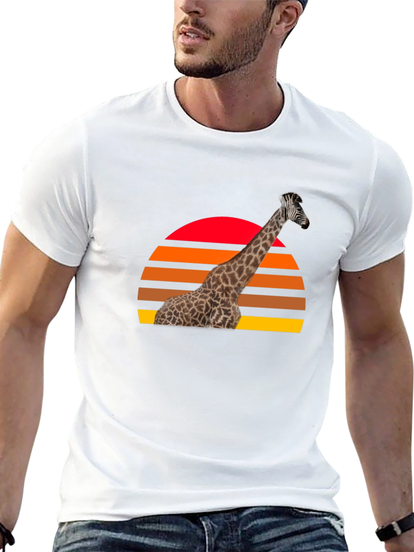 Black Giraffe Sunset Graphic Tee - Retro Style view 13