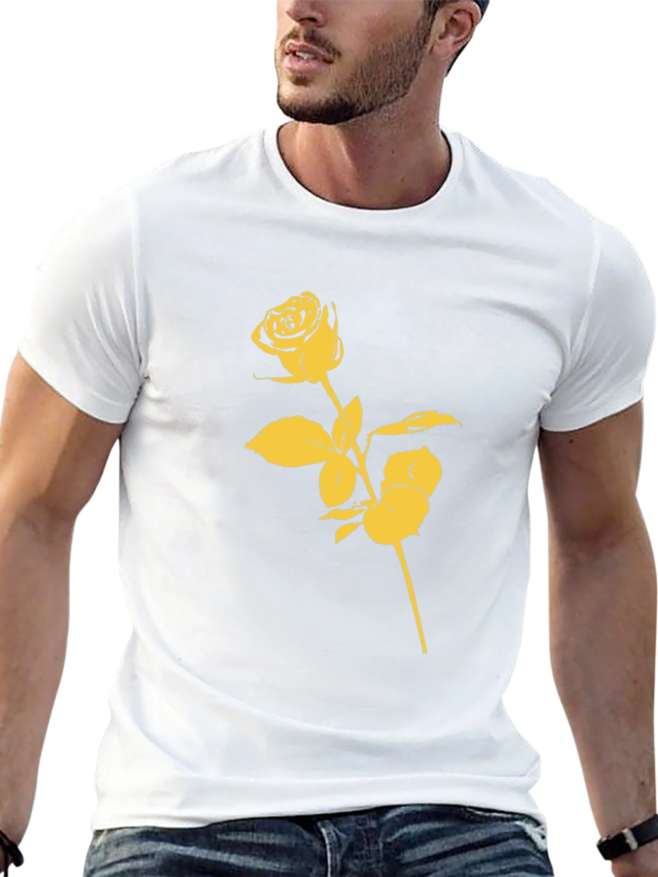 Black Black T-Shirt with Gold Rose Graphic view 13