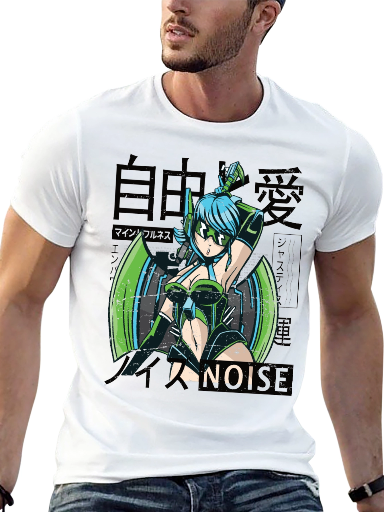Black Anime Girl Graphic Tee - Cyberpunk Style view 13