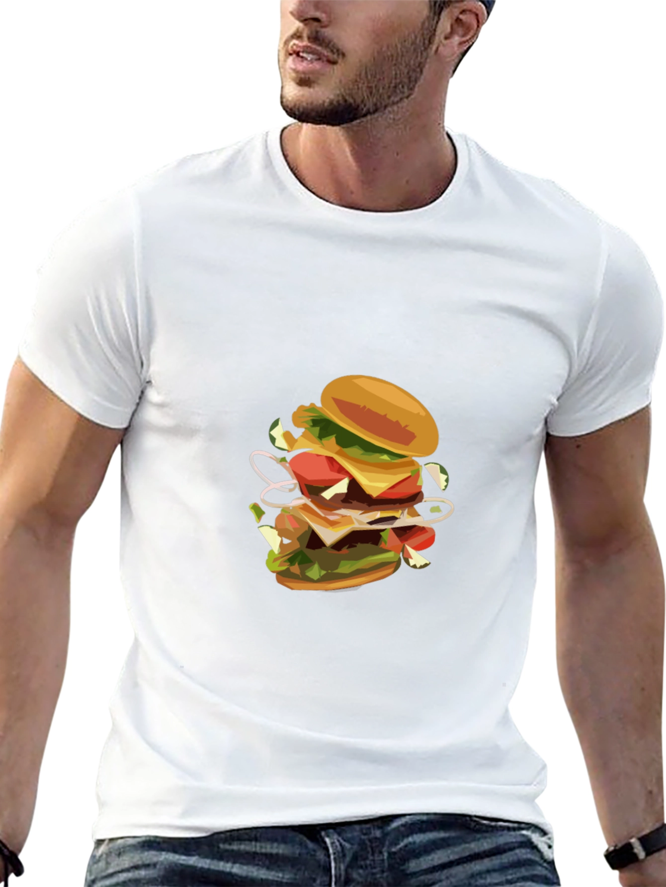 Black Burger Graphic Black T-Shirt view 13