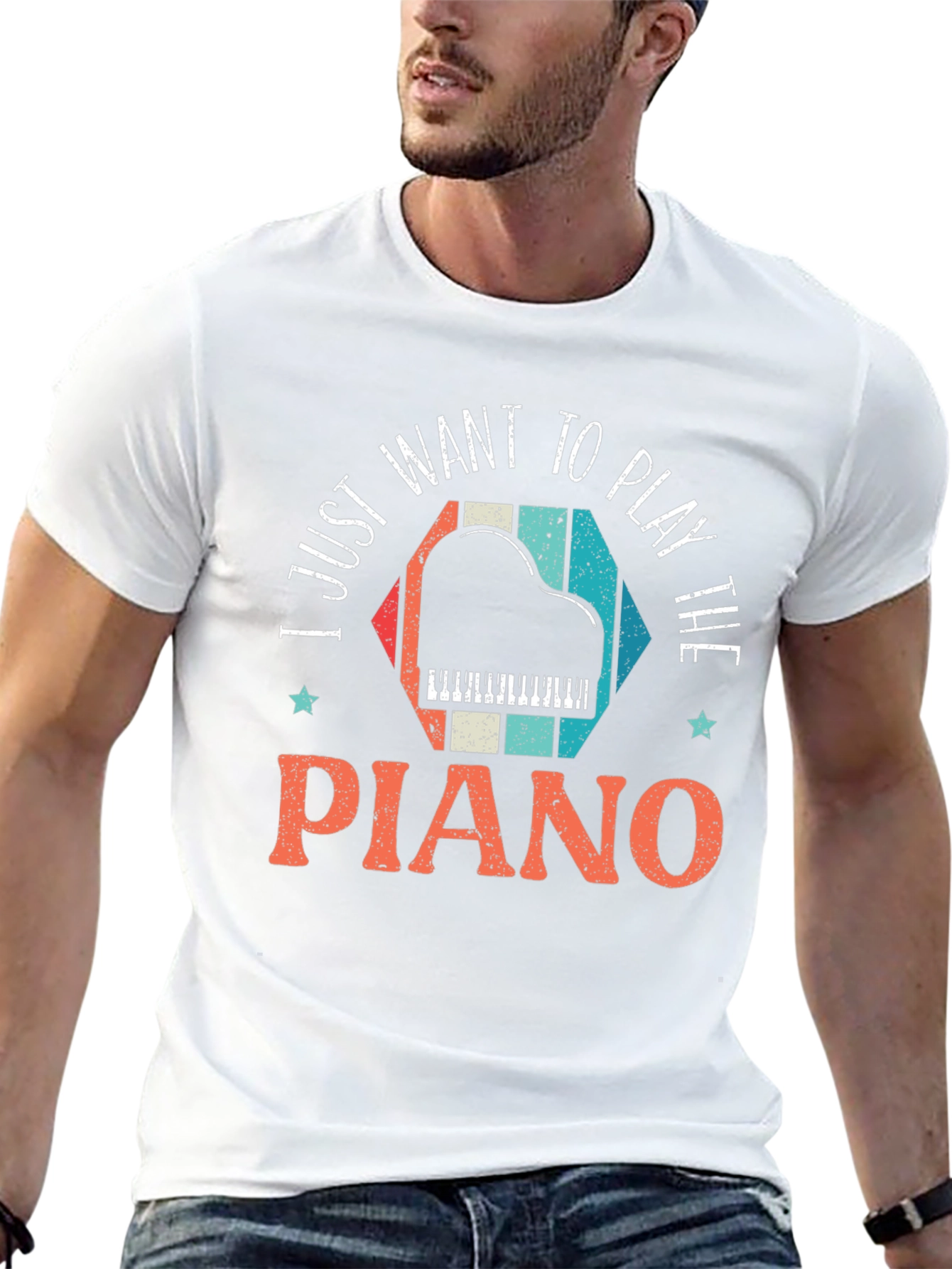 Black I Just Want To Play The Piano T-Shirt view 13