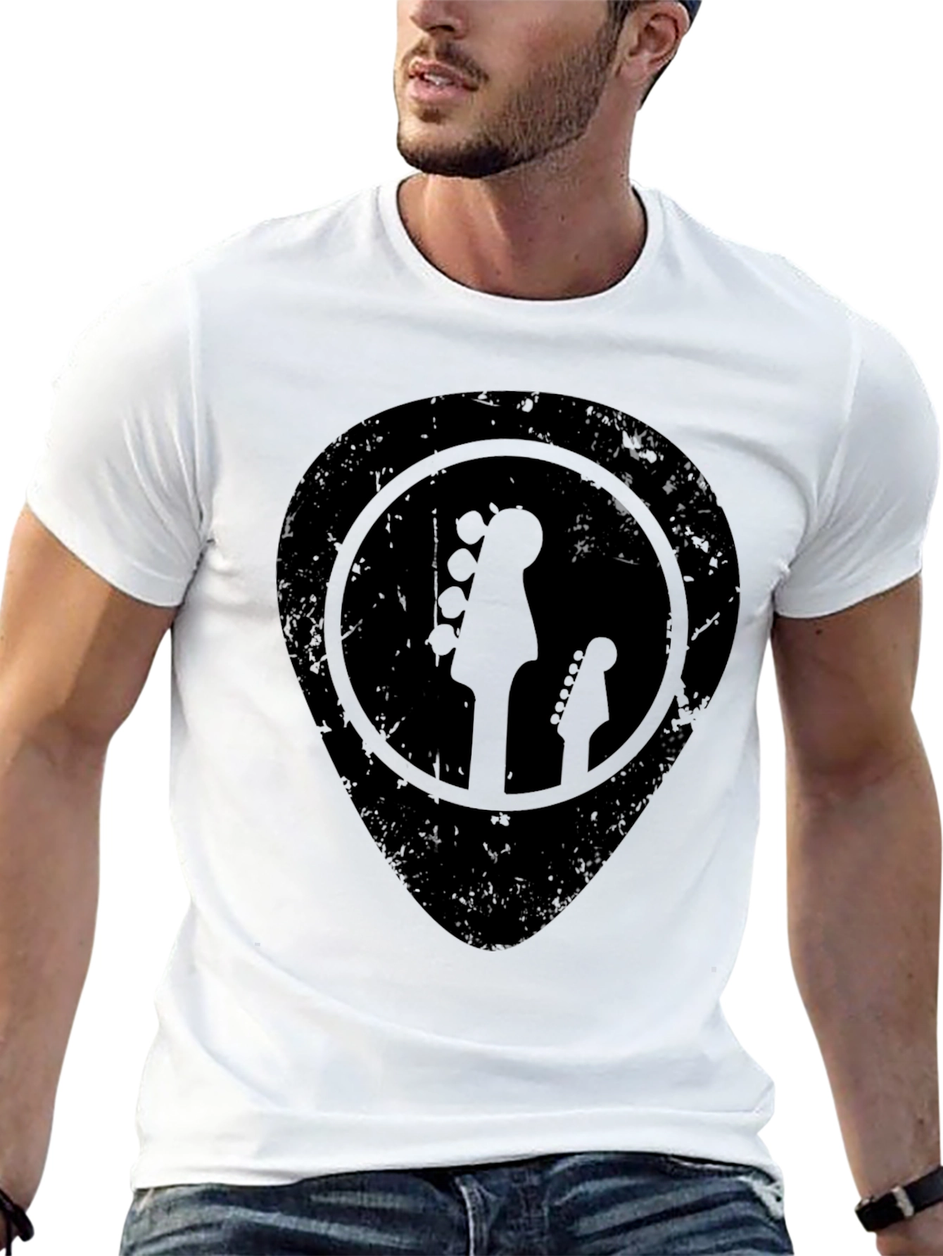 Black Guitar Pick T-Shirt - Rock and Roll Tee view 13
