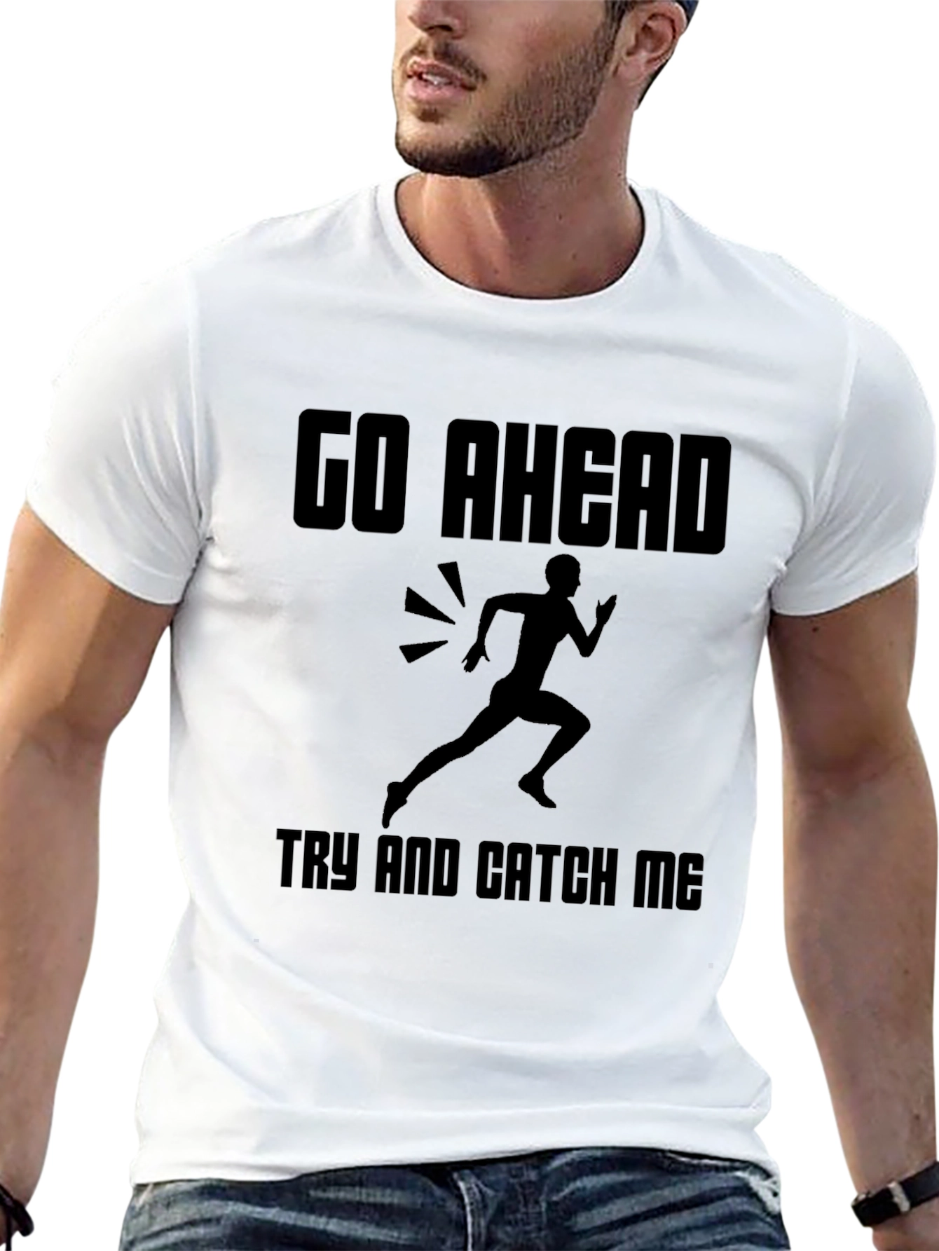 Black Go Ahead Try and Catch Me Graphic Tee view 13