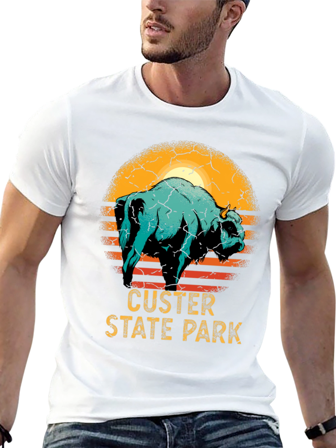Black Custer State Park Bison Graphic T-Shirt view 13
