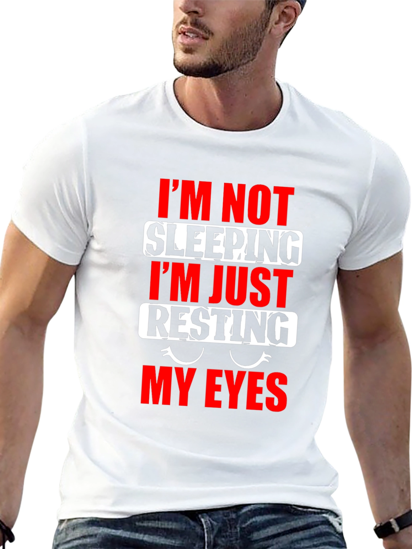 Black Funny "Resting My Eyes" Graphic T-Shirt view 13