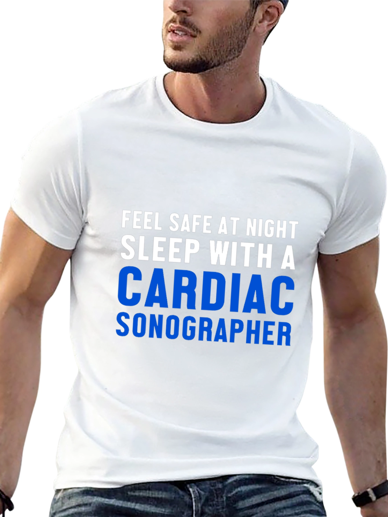 Black Cardiac Sonographer Graphic Tee - Feel Safe at Night! view 13