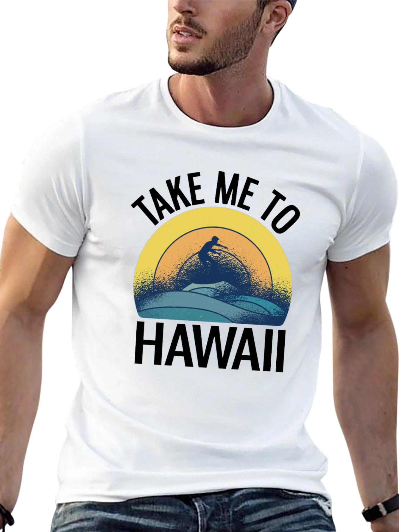 Black Take Me To Hawaii Surfer Graphic T-Shirt view 13