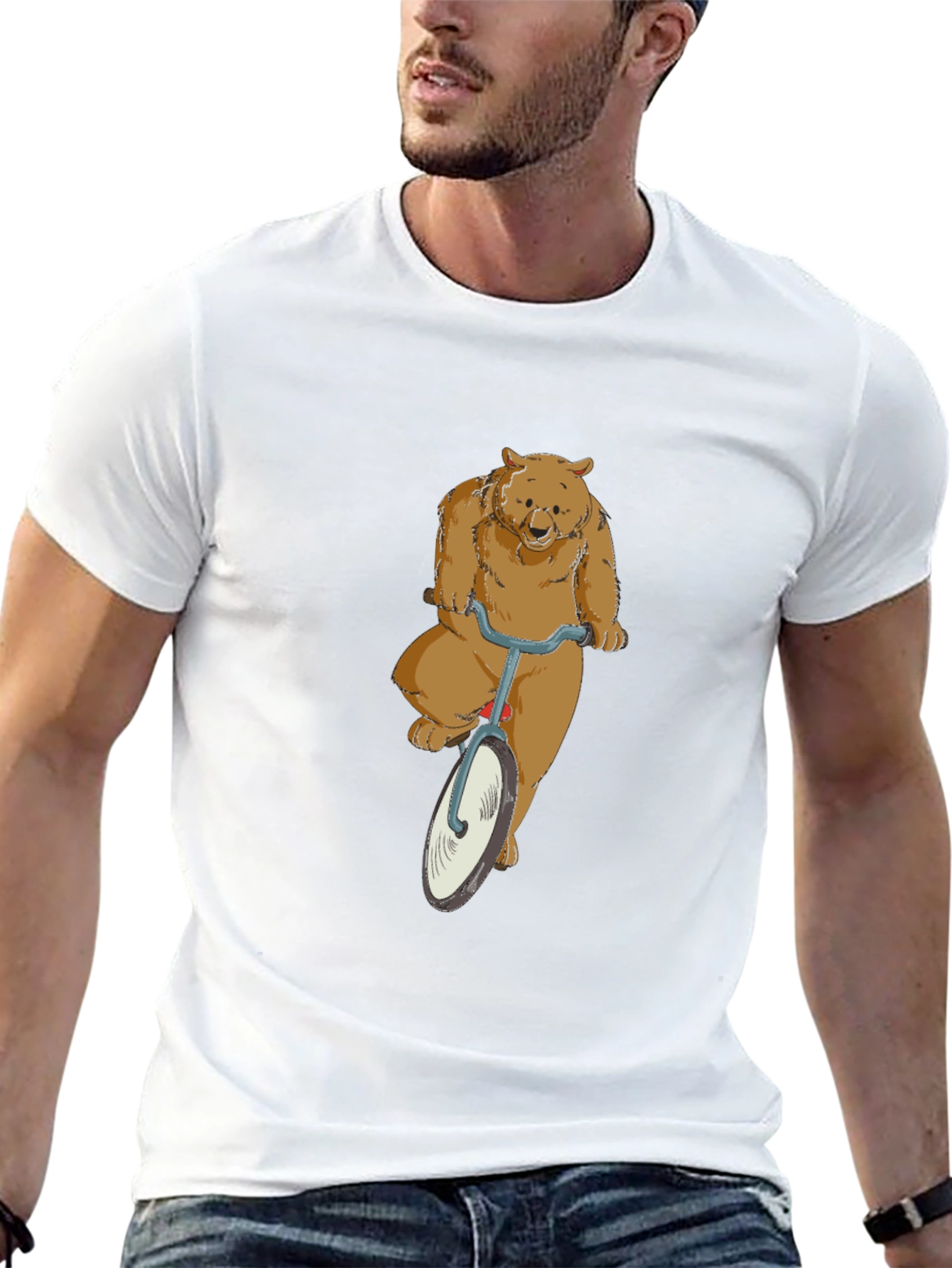 Black Bear on a Bike Graphic T-Shirt view 13