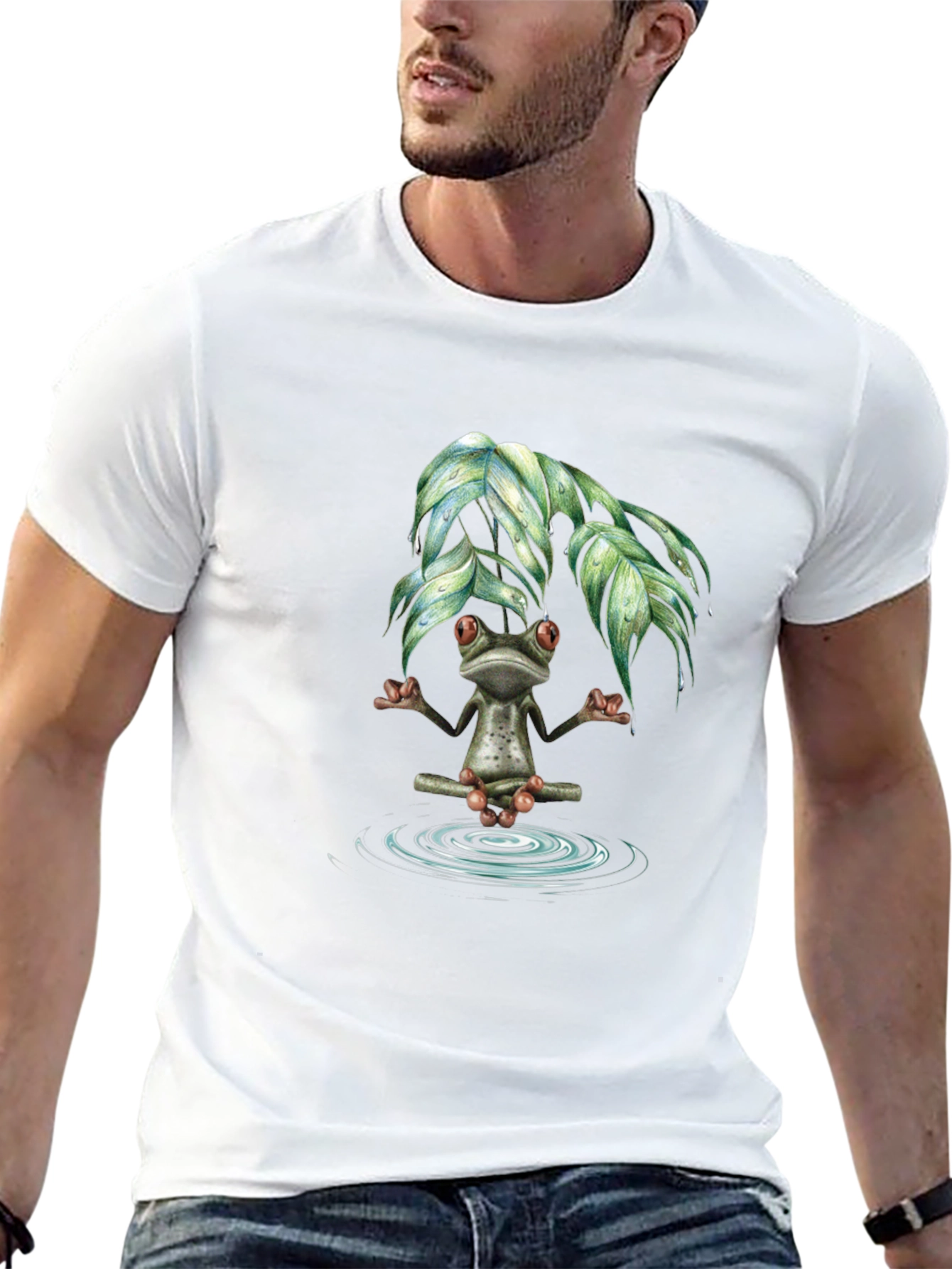 Black Zen Frog Meditation T-Shirt - Relax & Unwind view 13
