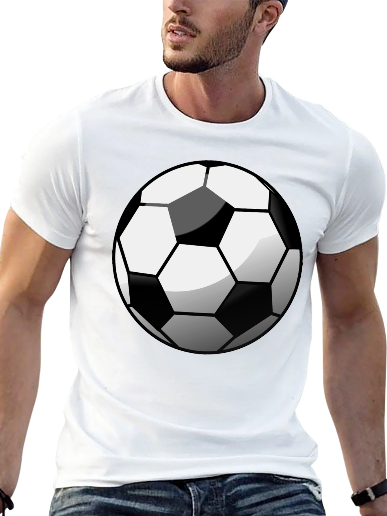 Black Soccer Ball Graphic Tee - Black Cotton T-Shirt view 13