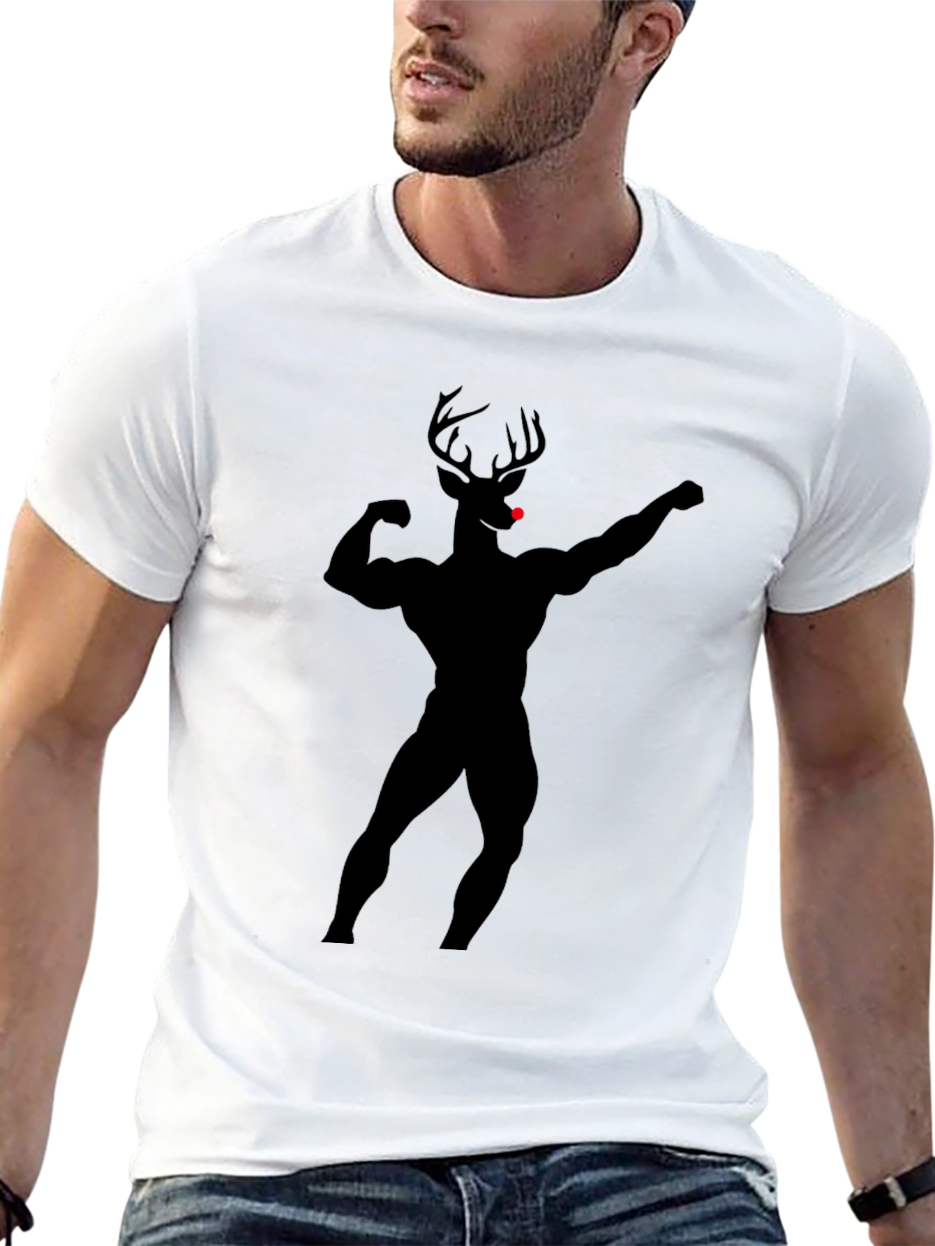 Black Rudolph Gains T-Shirt: Buff Deer Design view 13