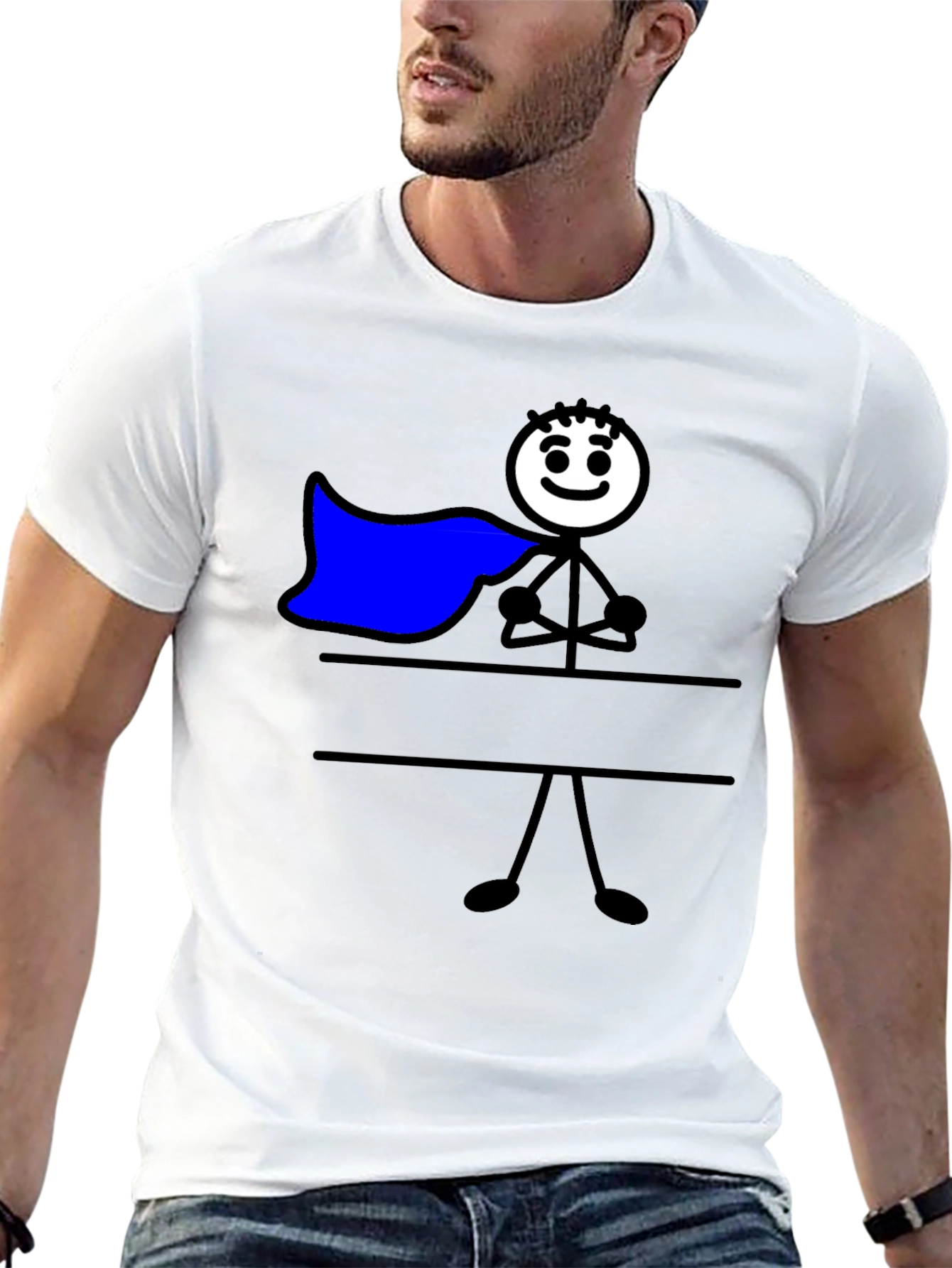 Black Superhero Stick Figure Graphic Tee - Mens Black T-Shirt view 13