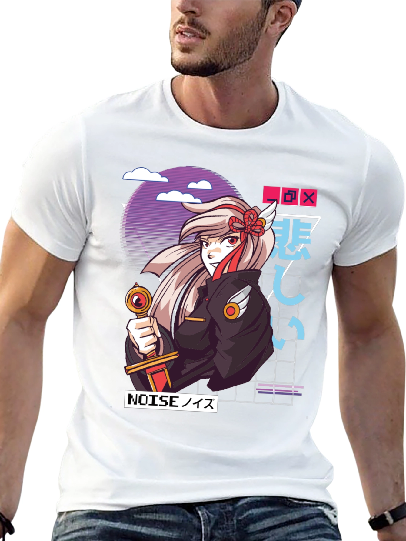 Black Anime Girl Graphic T-Shirt - Black view 13