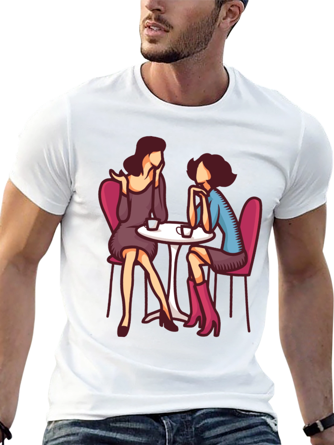 Cafe Conversation Graphic T-Shirt - 13