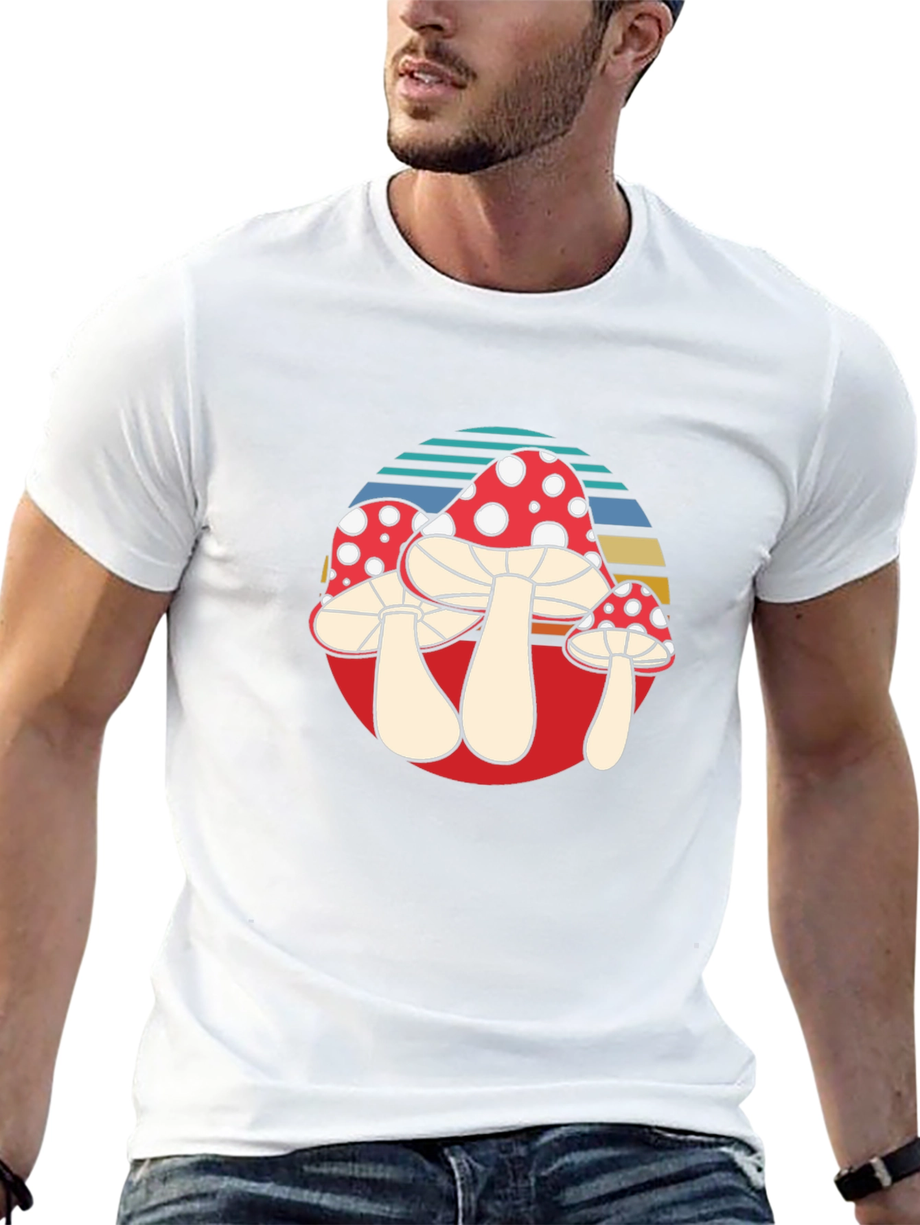 Black Retro Mushroom T-Shirt view 13