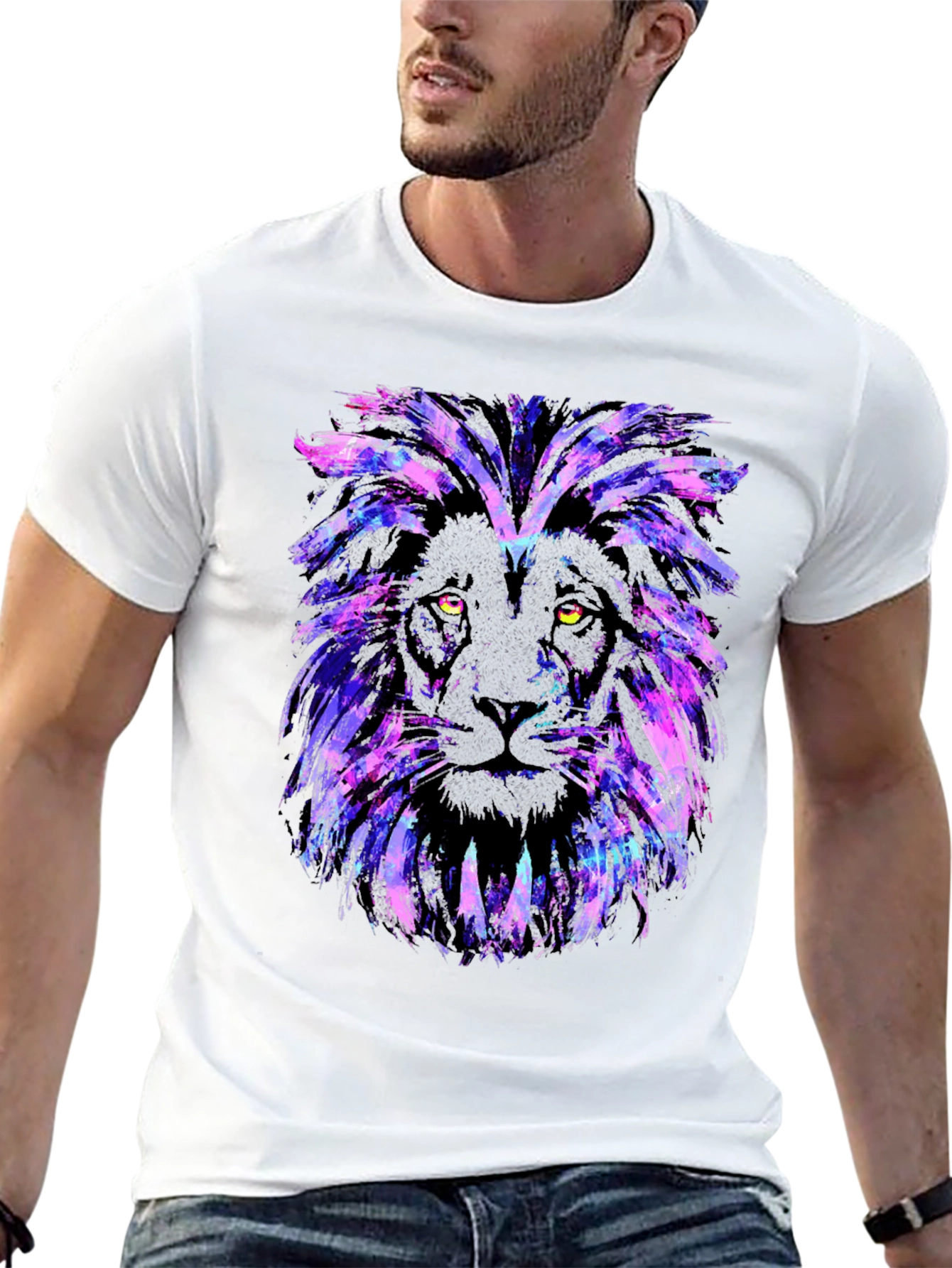 Black Galaxy Lion Graphic Tee - Stylish Men's Black T-Shirt view 13