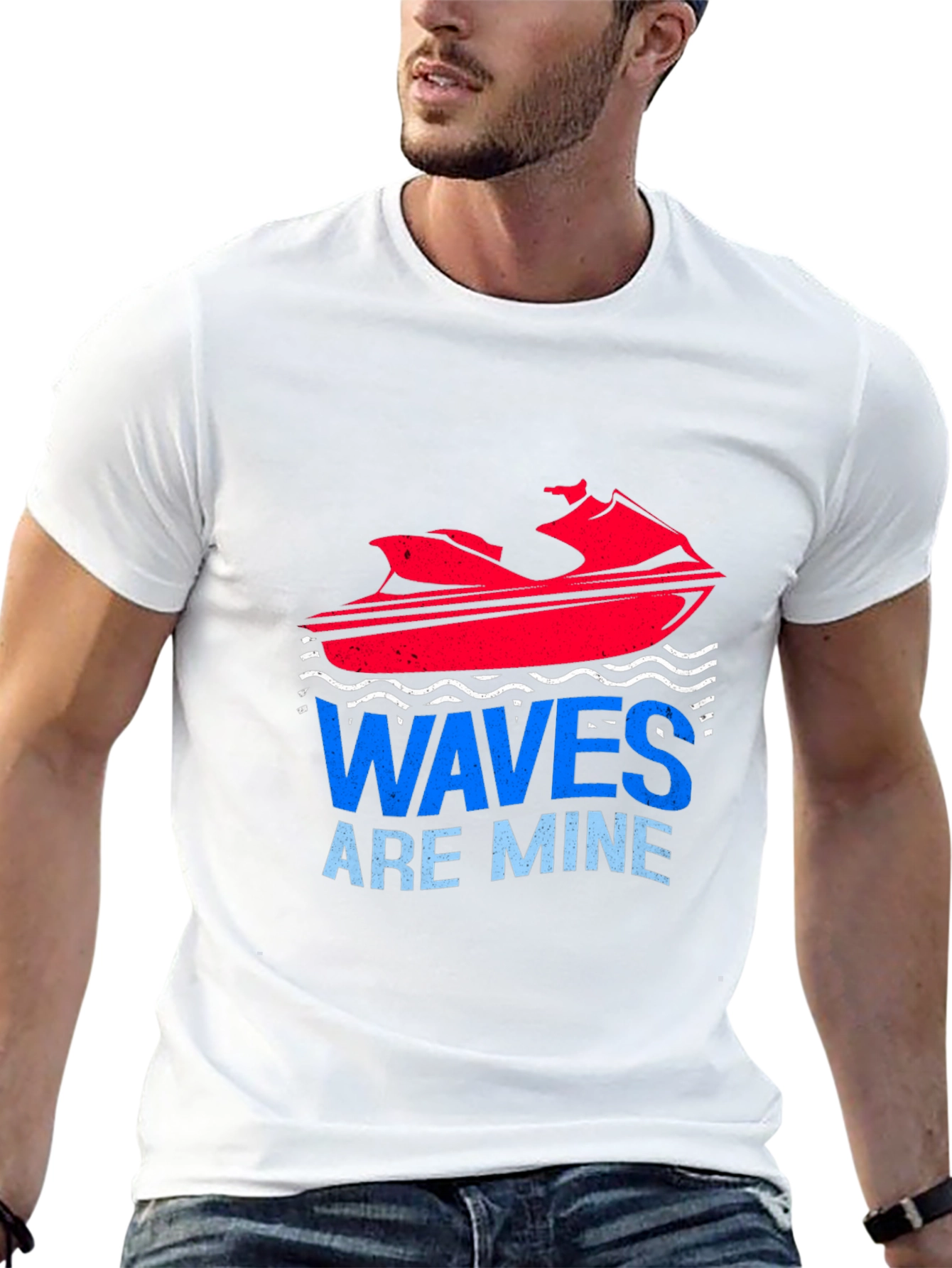 Black Waves Are Mine Graphic Tee - Jet Ski T-Shirt view 13