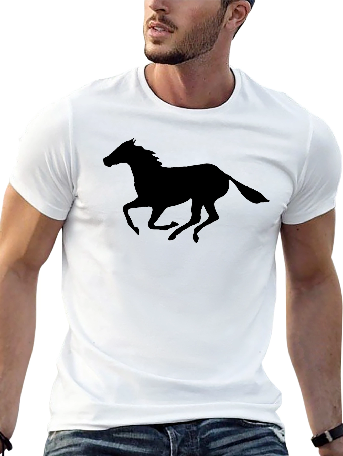 Black Black Horse Silhouette Graphic Tee - Unisex view 13