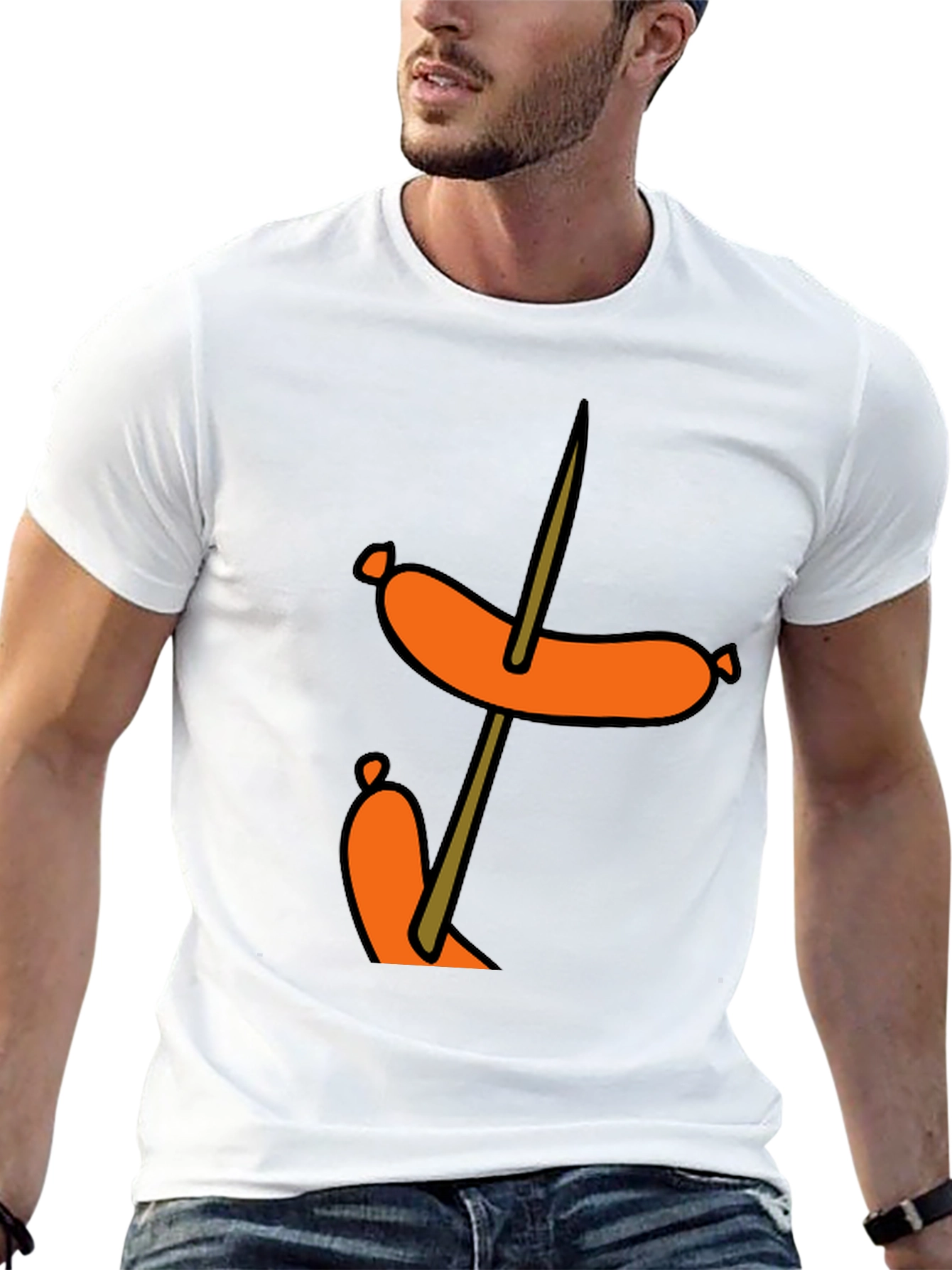 Black Funny Sausage Skewer Black T-Shirt view 13