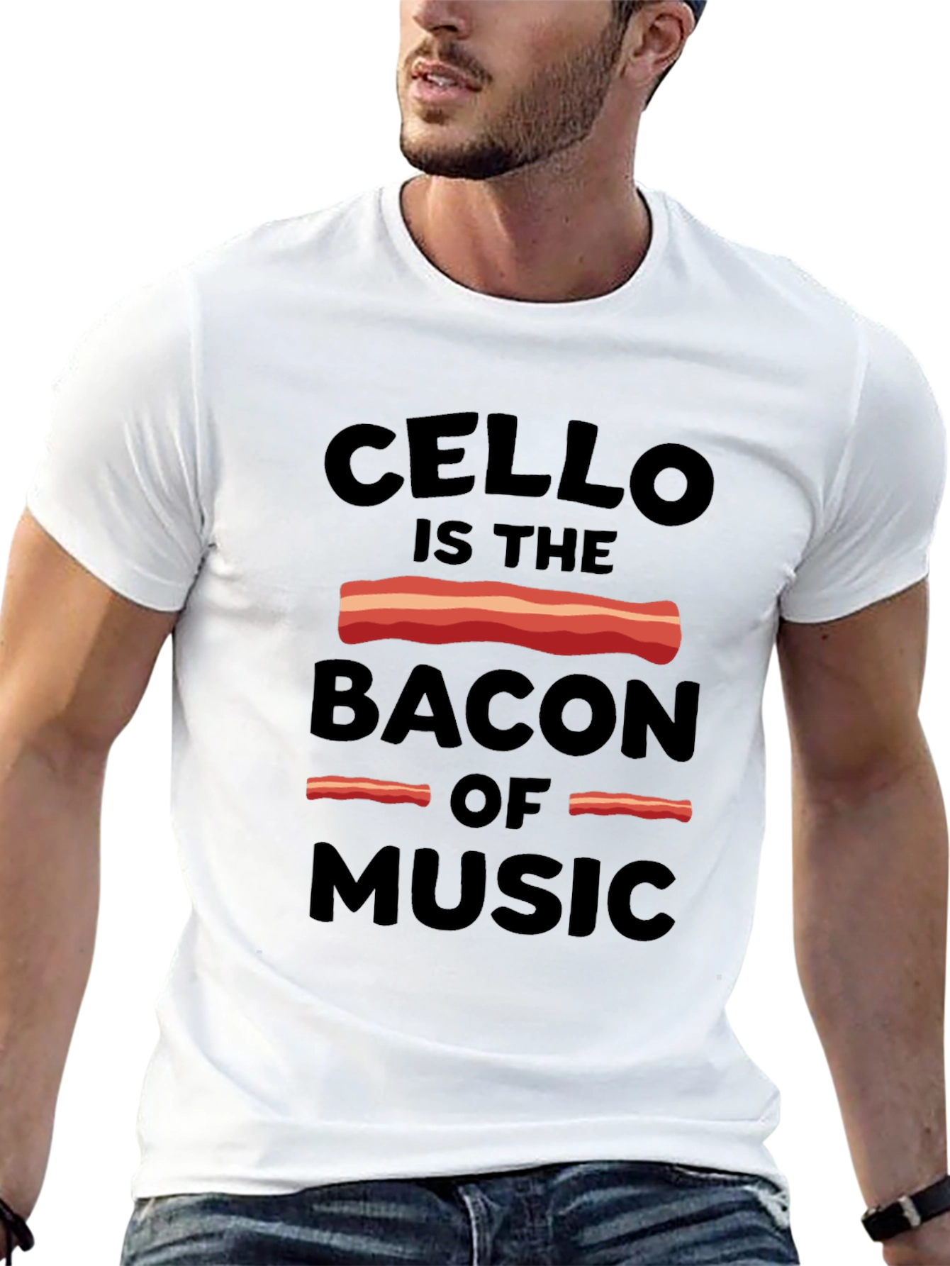 Black Cello is the Bacon of Music Graphic Tee view 13