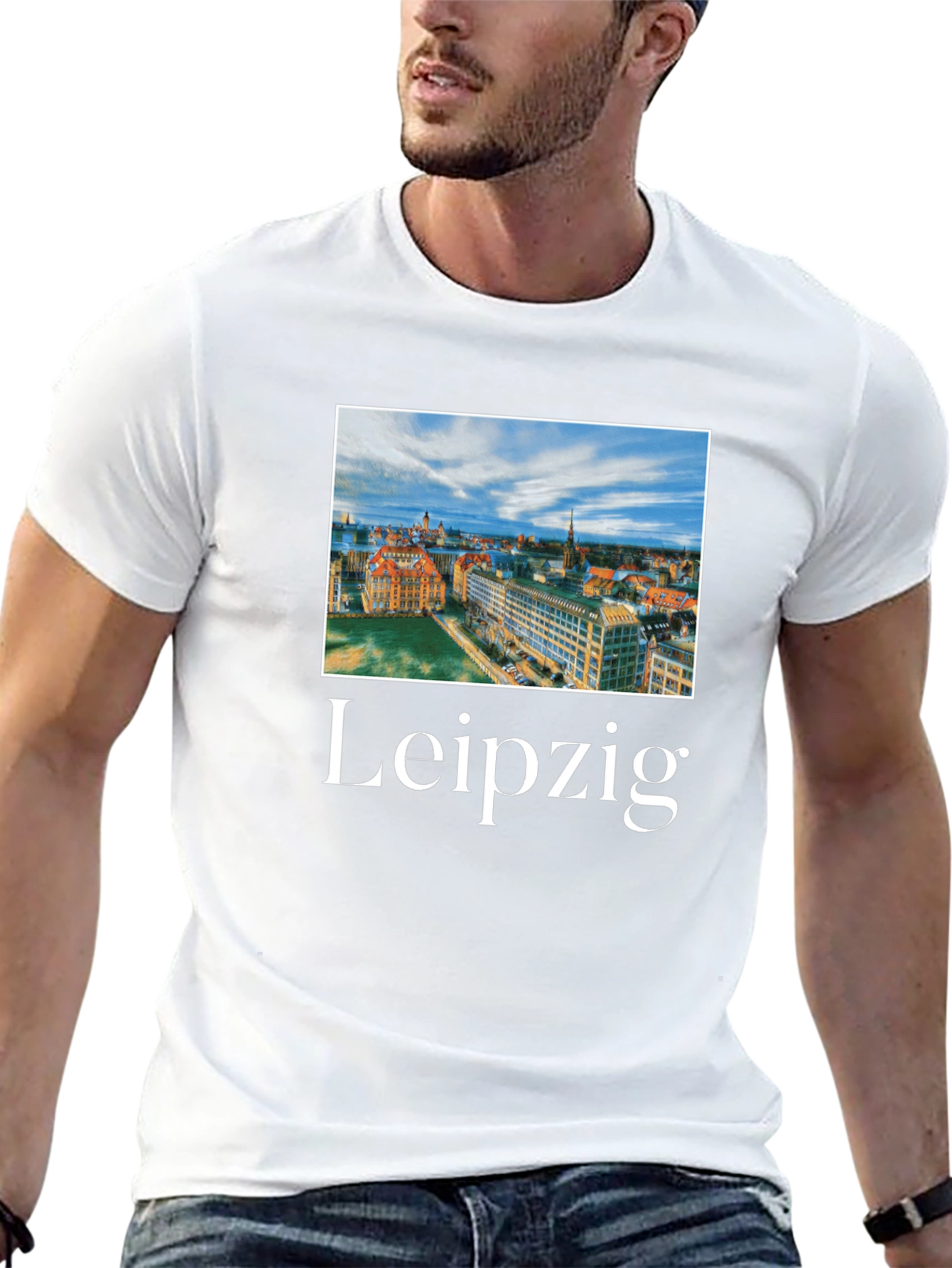 Black Leipzig Cityscape Graphic T-Shirt view 13