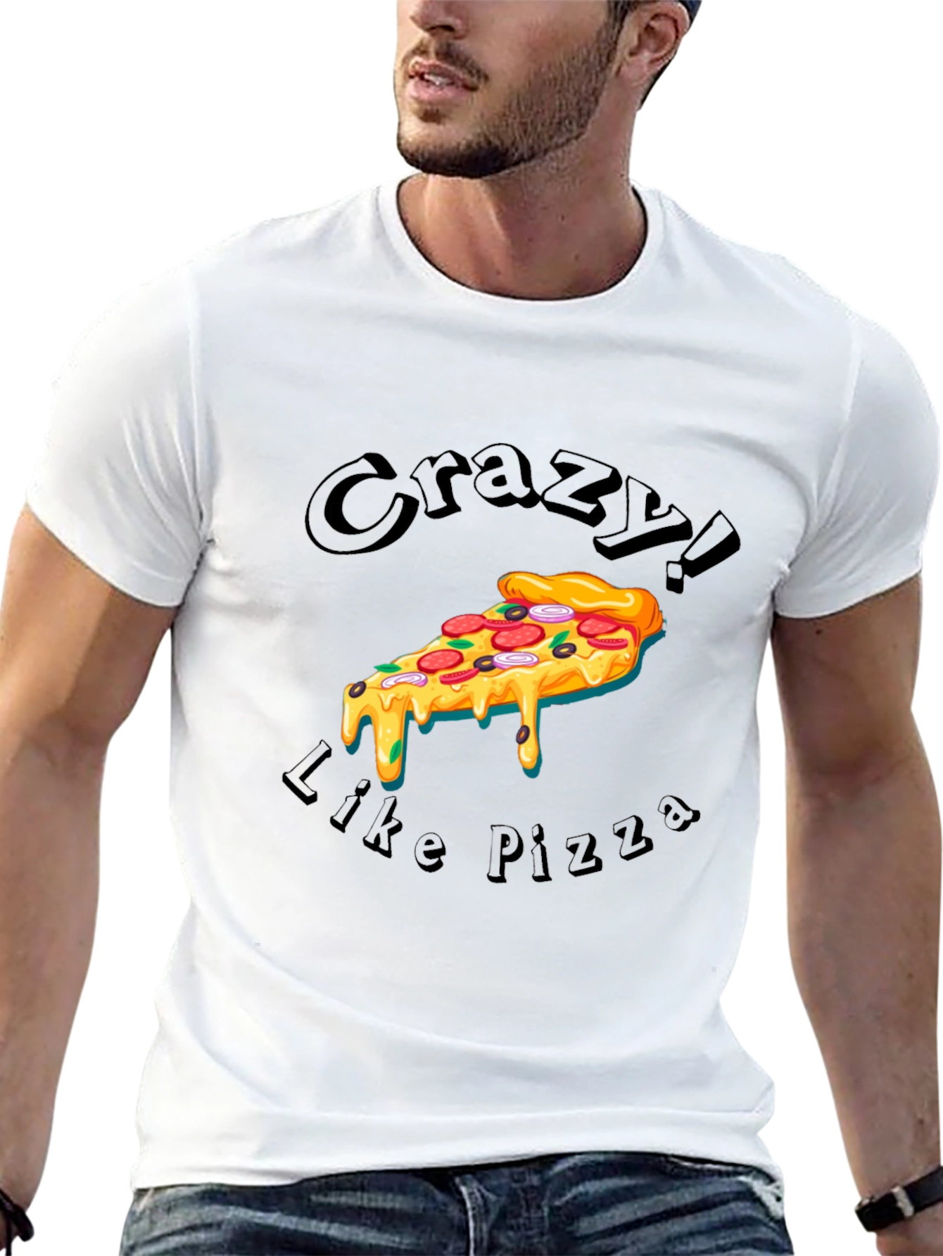 Black Crazy Like Pizza Graphic T-Shirt view 13