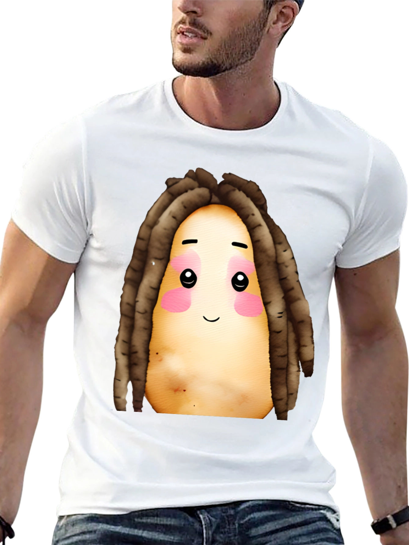 Black Potato Dreadlocks Graphic T-Shirt view 13