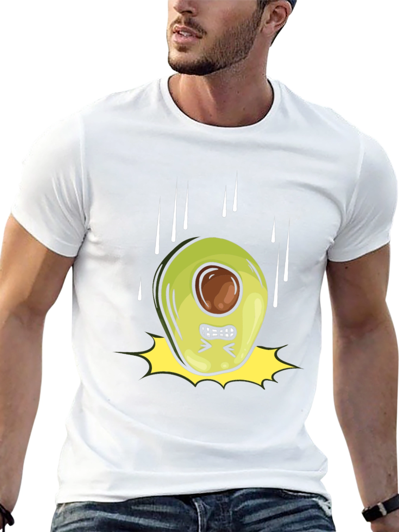 Black Angry Avocado Cartoon Black T-Shirt view 13
