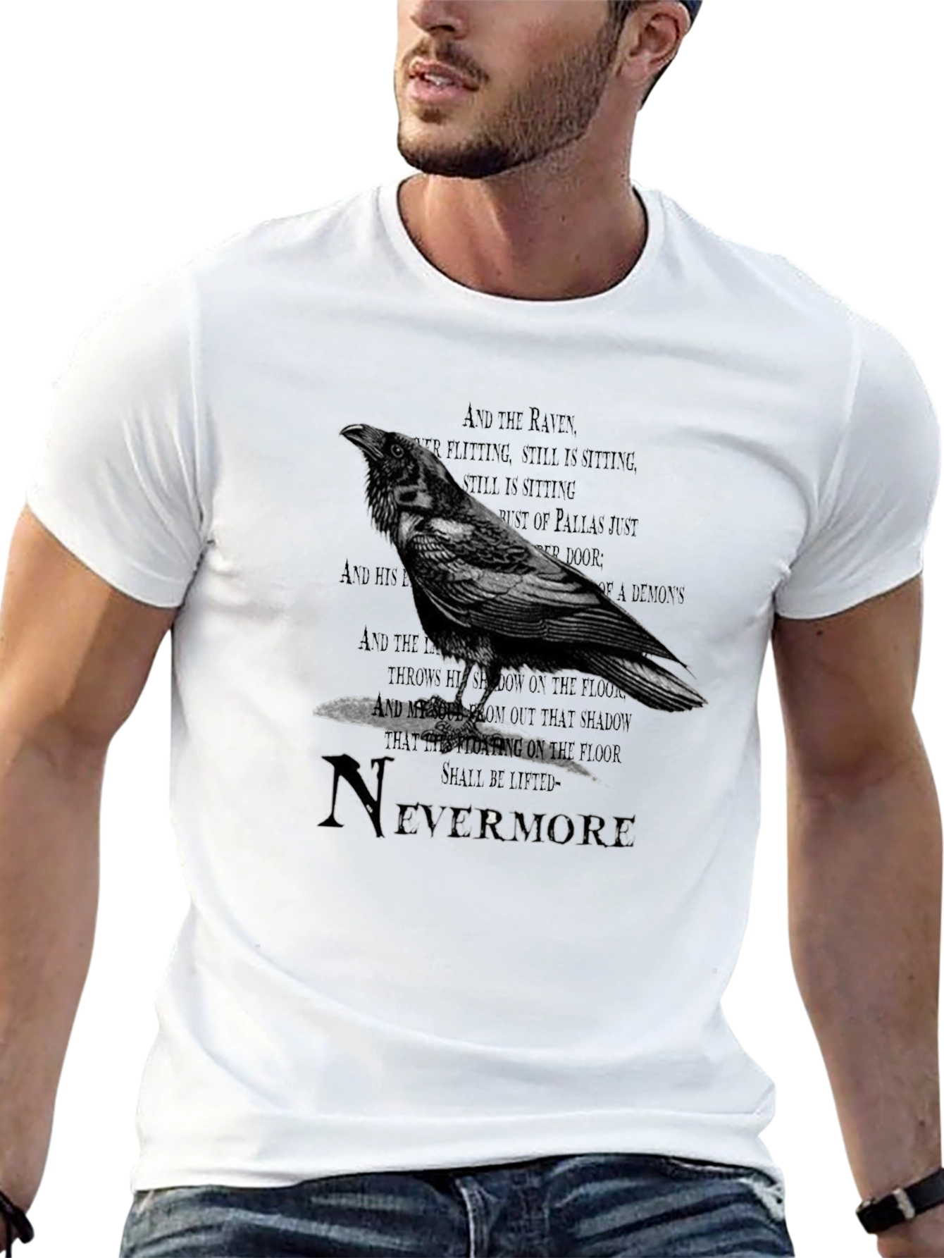 Black Raven Nevermore Graphic T-Shirt - Edgar Allan Poe Inspired view 13