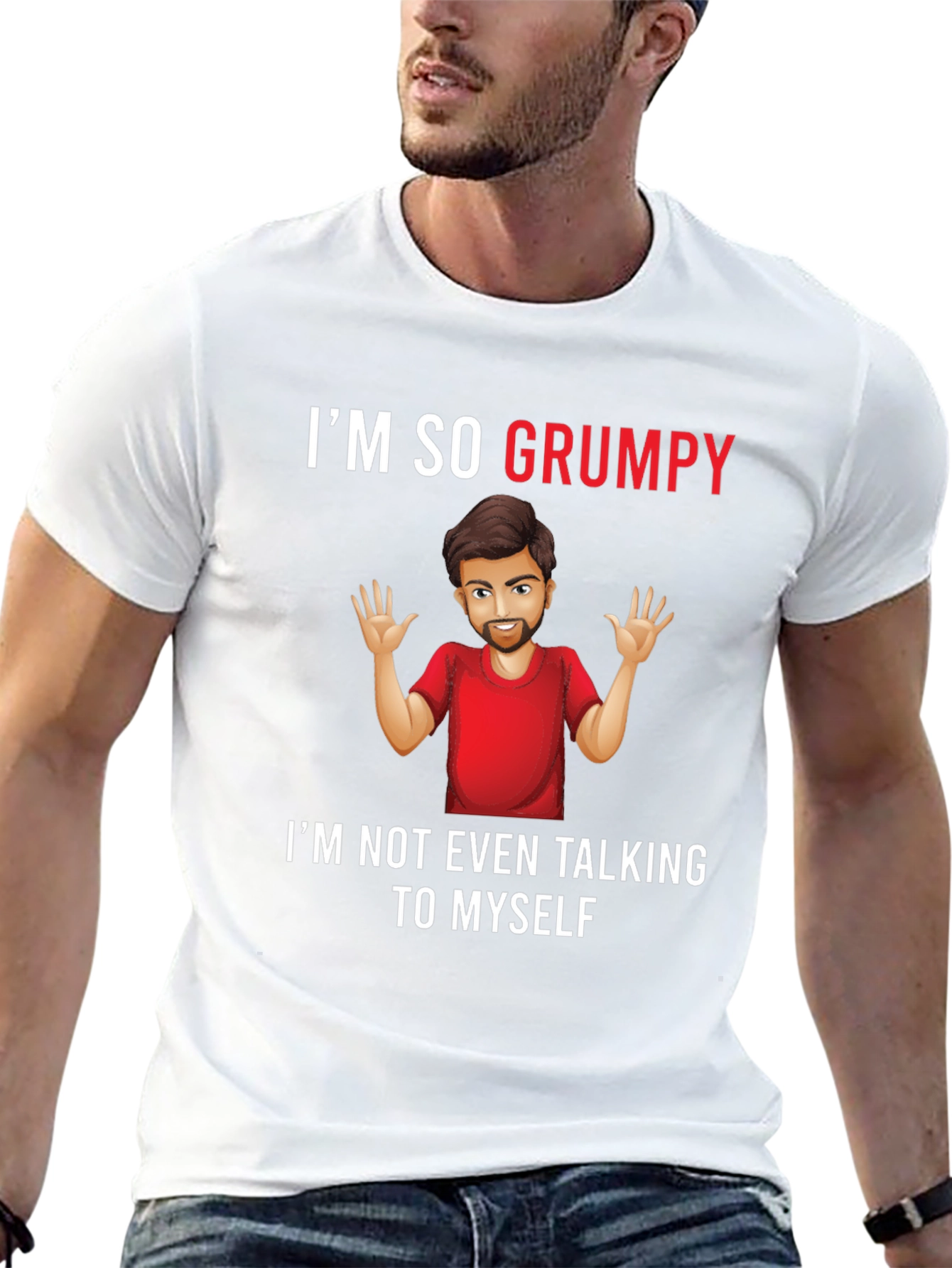 Black Grumpy Graphic Tee -  Humorous Mens T-Shirt view 13