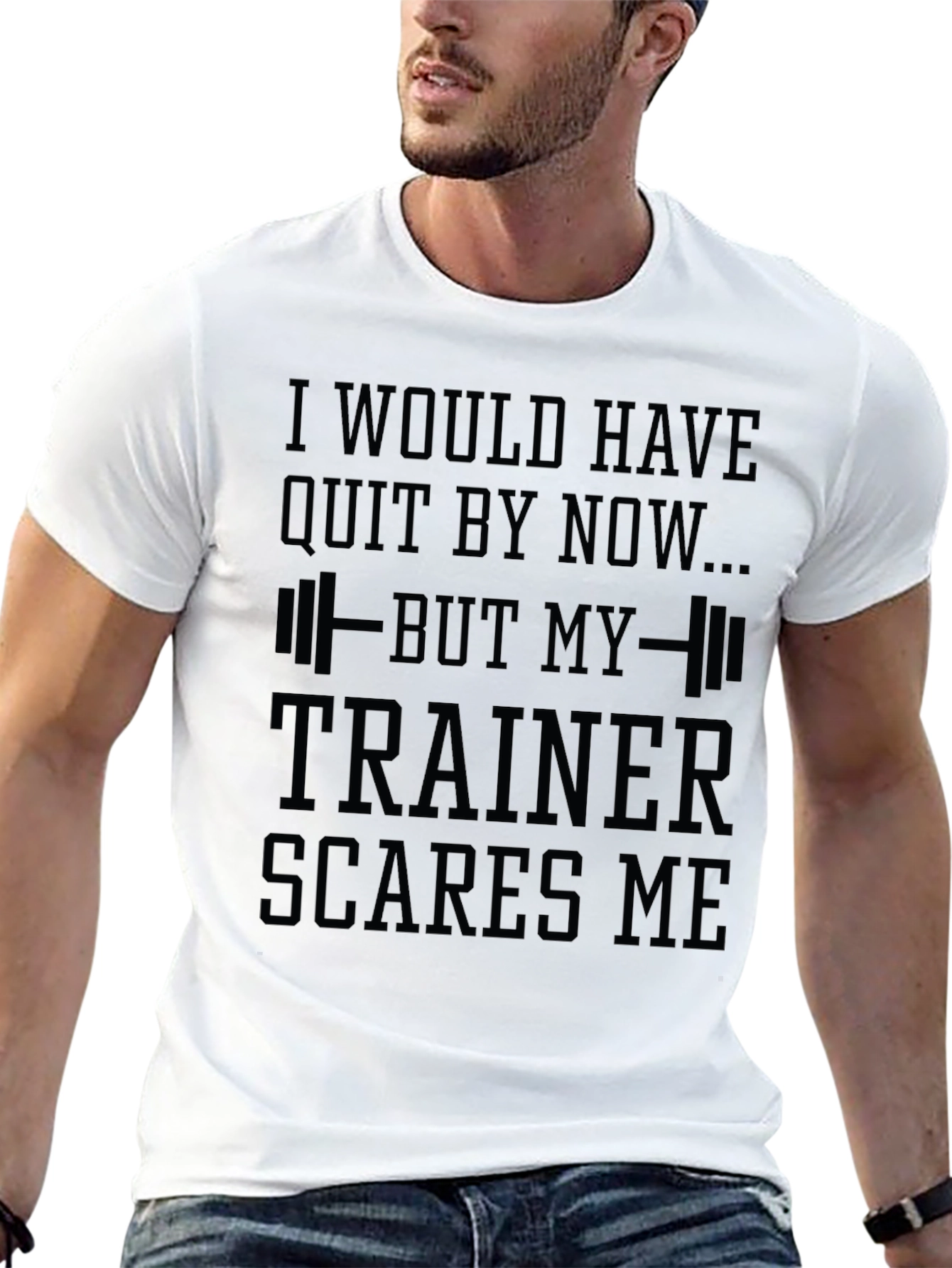 Black Trainer Scares Me Funny Gym T-Shirt view 13