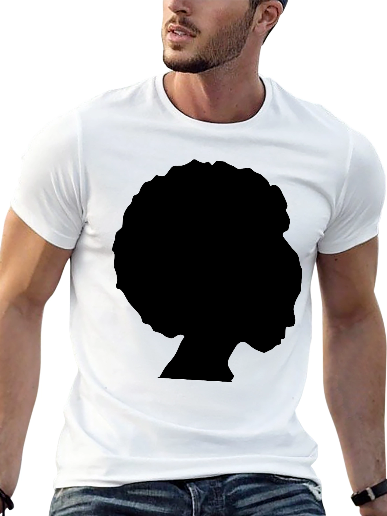 Black Afro Silhouette Graphic Tee - Cool Black T-Shirt view 13