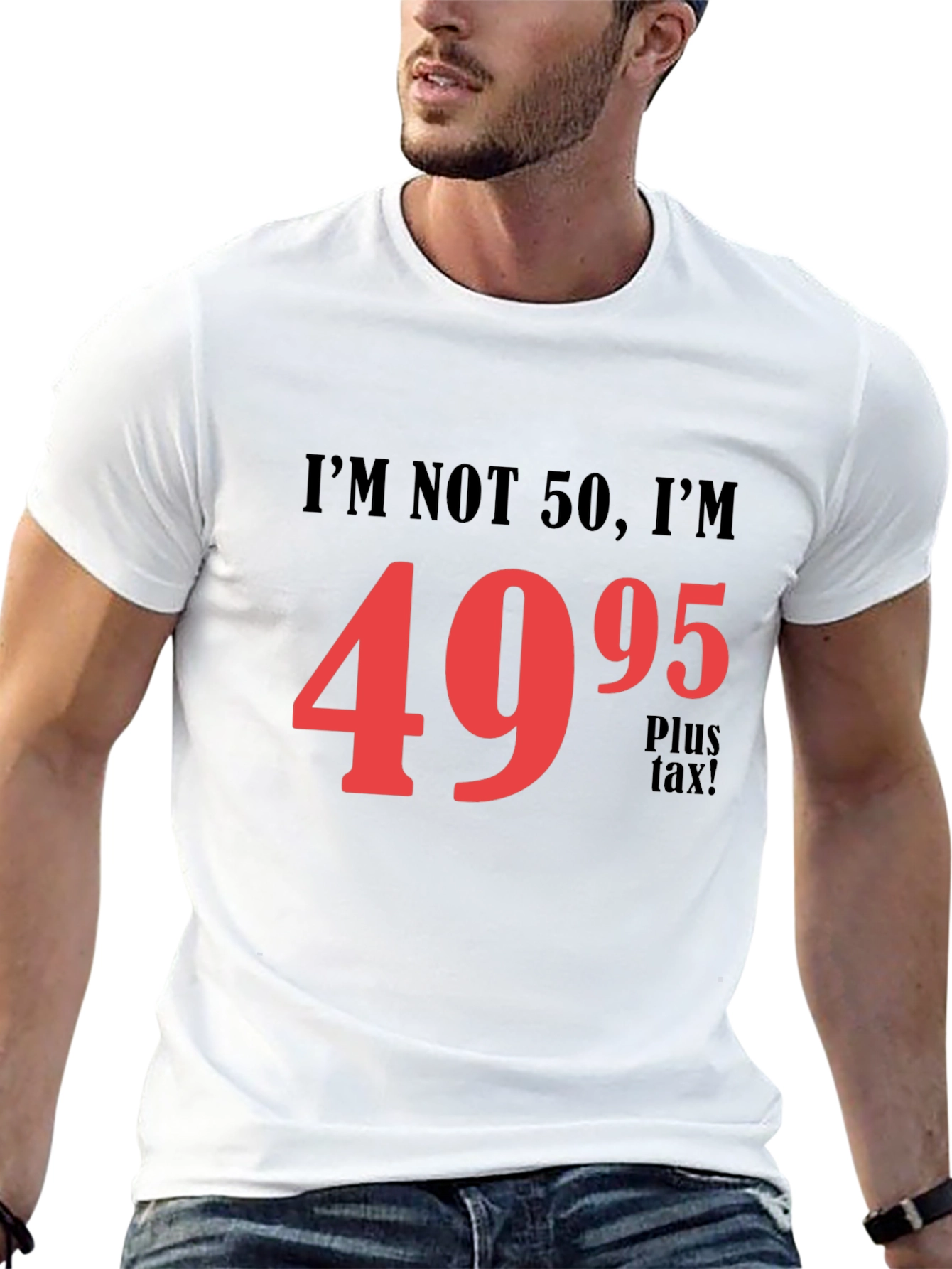 Black Funny 50th Birthday T-Shirt - I'm Not 50, I'm $49.95! view 13