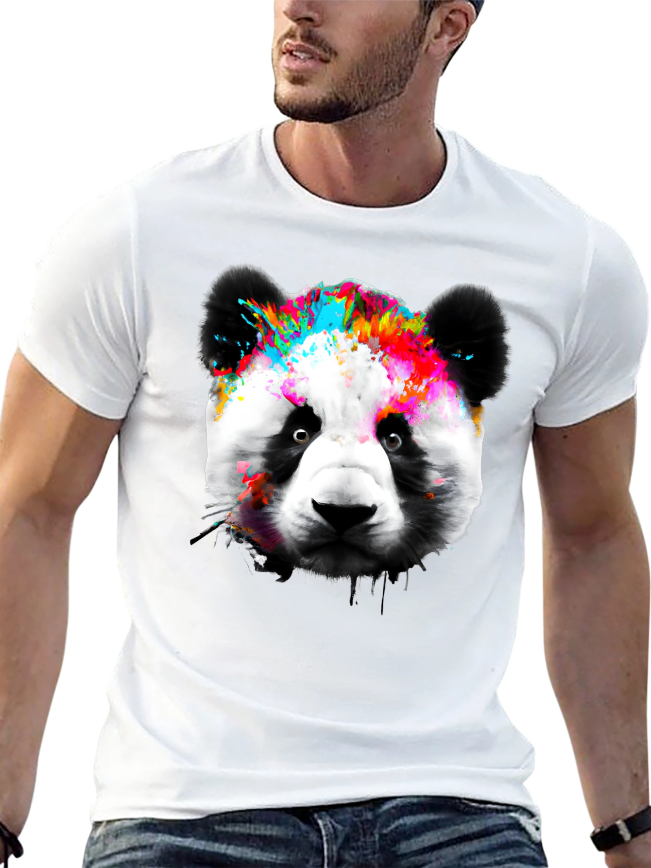 Black Colorful Panda Graphic T-Shirt view 13
