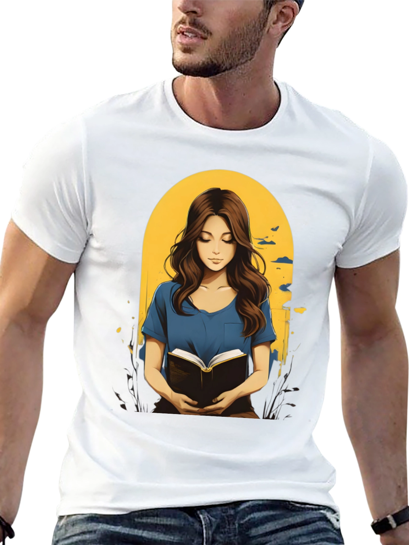 Black Woman Reading Book Graphic Tee - Stylish Casual Top view 13