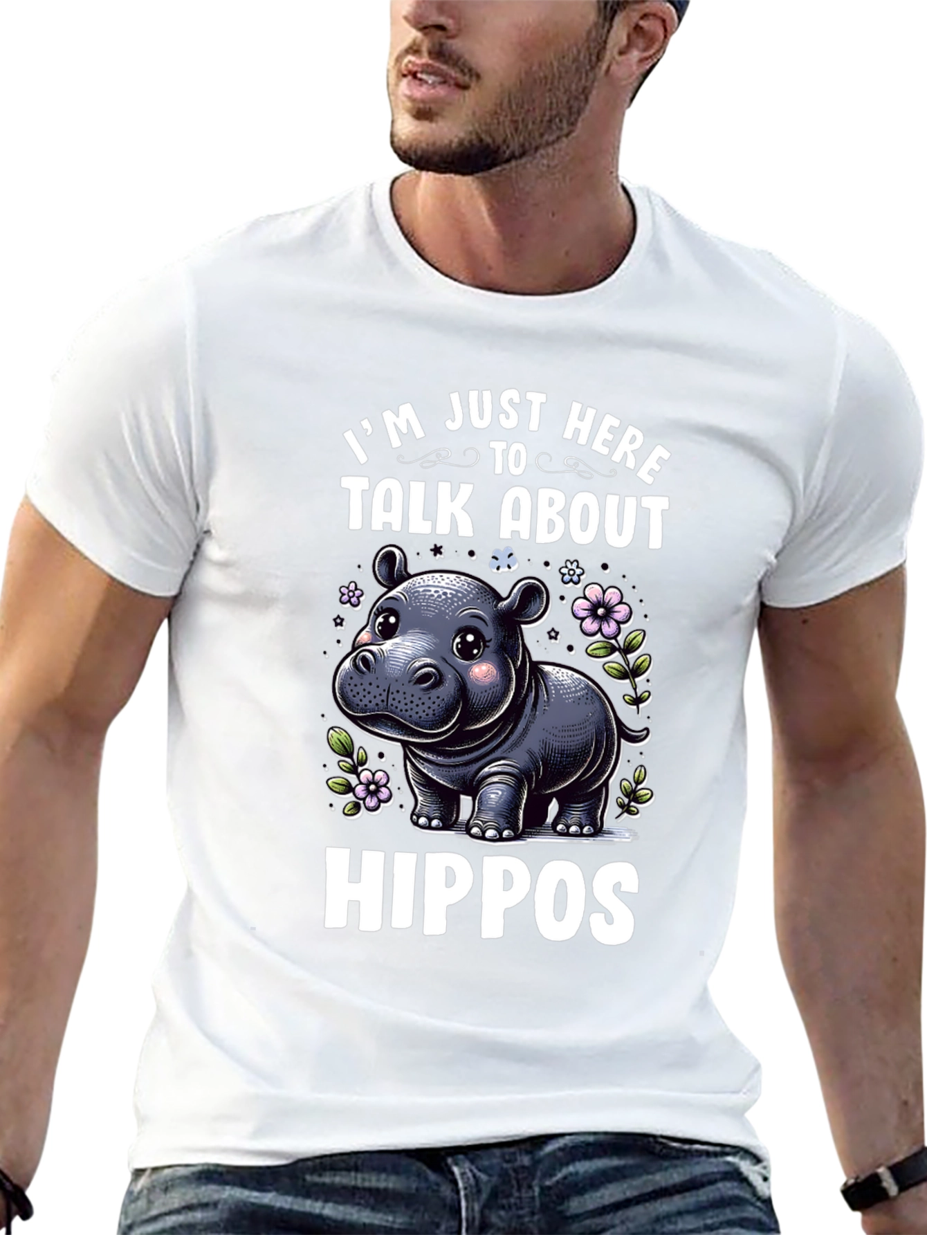 Black Hippo Lover T-Shirt - I'm Just Here To Talk About Hippos view 13