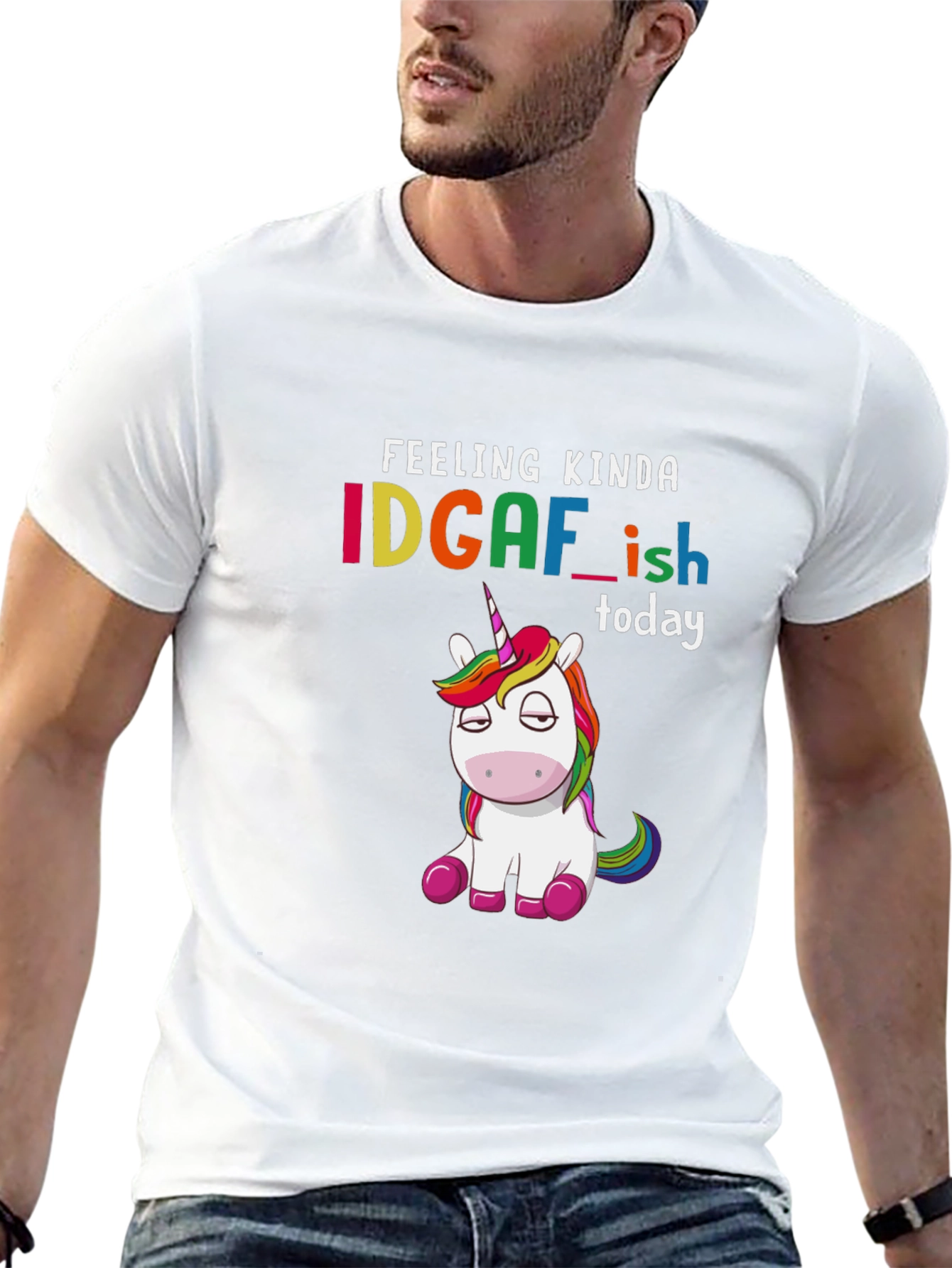 Black IDGAF-ish Unicorn Graphic Tee - Feeling Kinda Today T-Shirt view 13